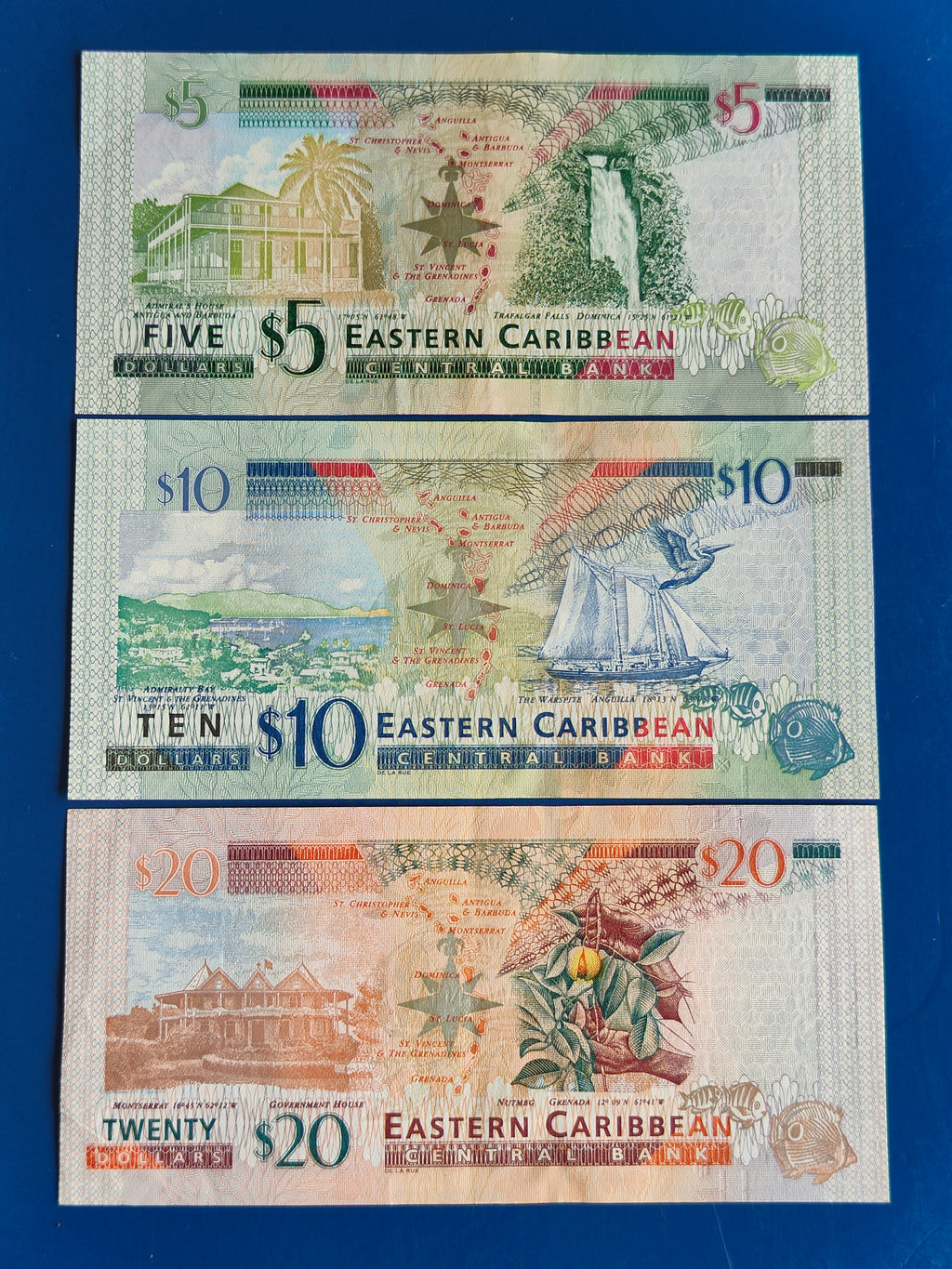 EASTERN CARIBBEAN CENTRAL BANK 5,10&20 DOLLAR SET