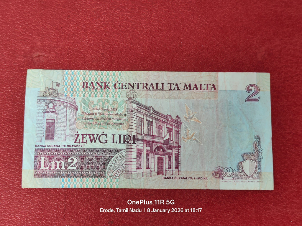 CENTRAL BANK OF MALTA 2 LIRI ( D19)