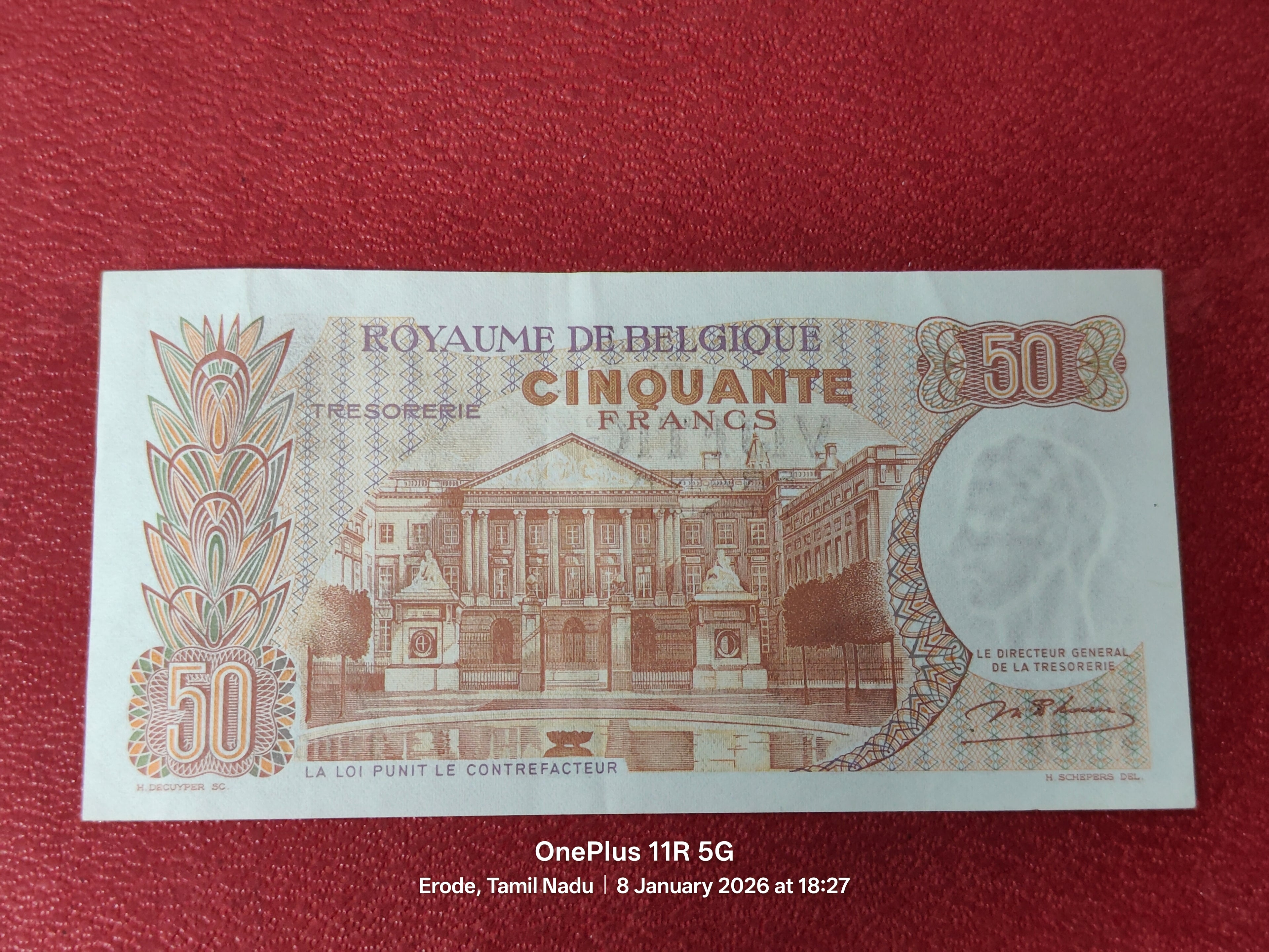 KINGDOM OF BELGIUM 50 FRANCS ( D26 )