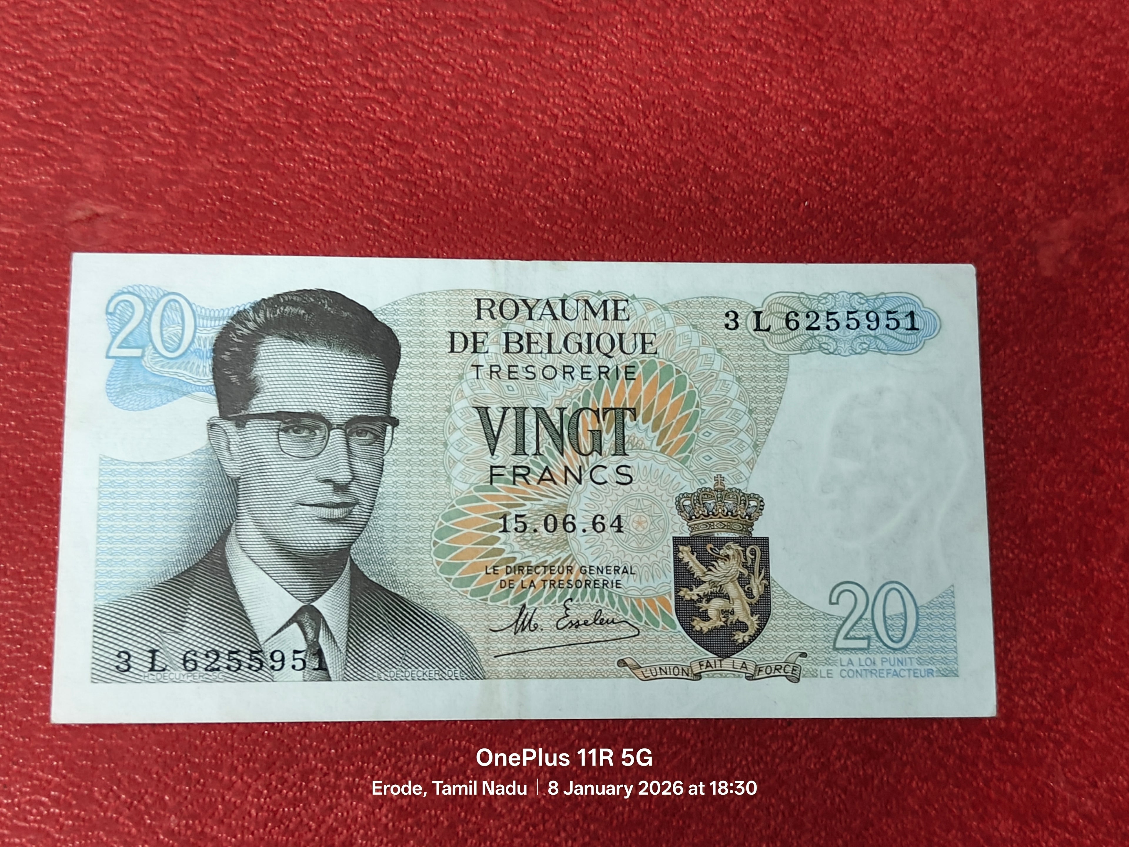 KINGDOM OF BELGIUM 20 FRANCS (D25 )