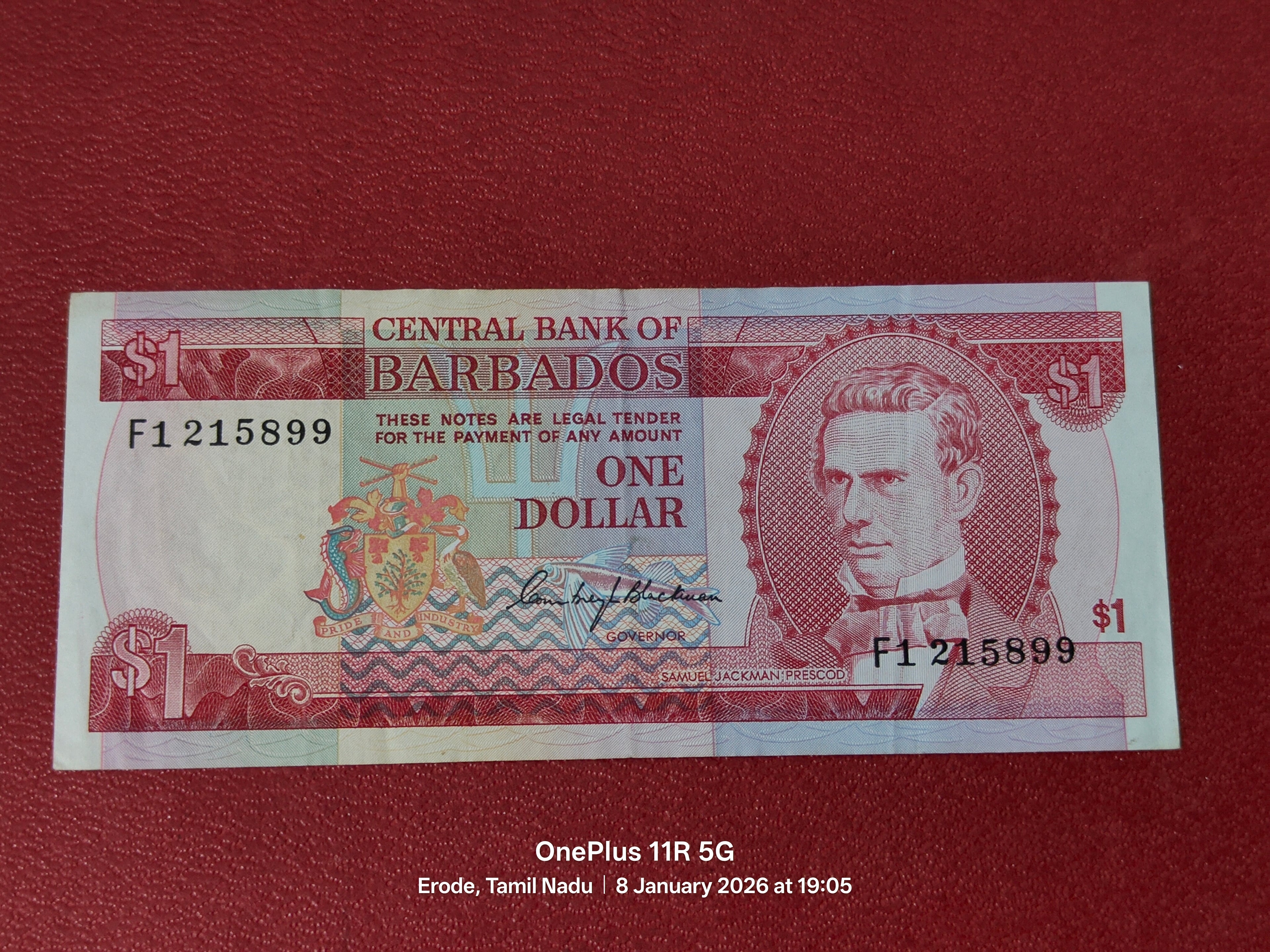 CENTRAL BANK OF BARBADOS 1 DOLLAR ( D91 )