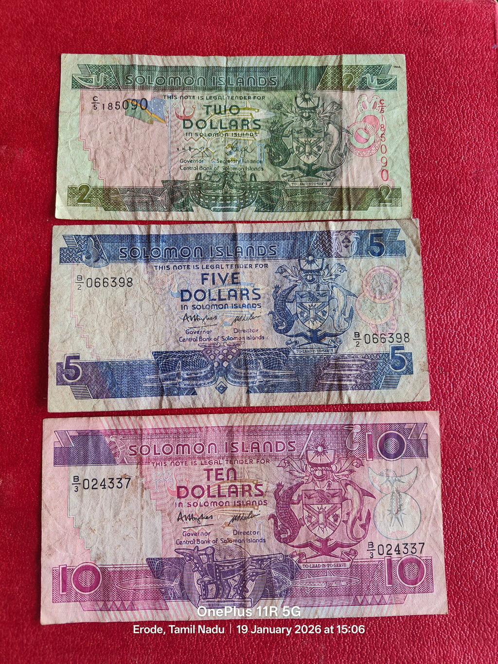 SOLOMON ISLANDS 2,5 & 10 DOLLAR SET ( D88 )