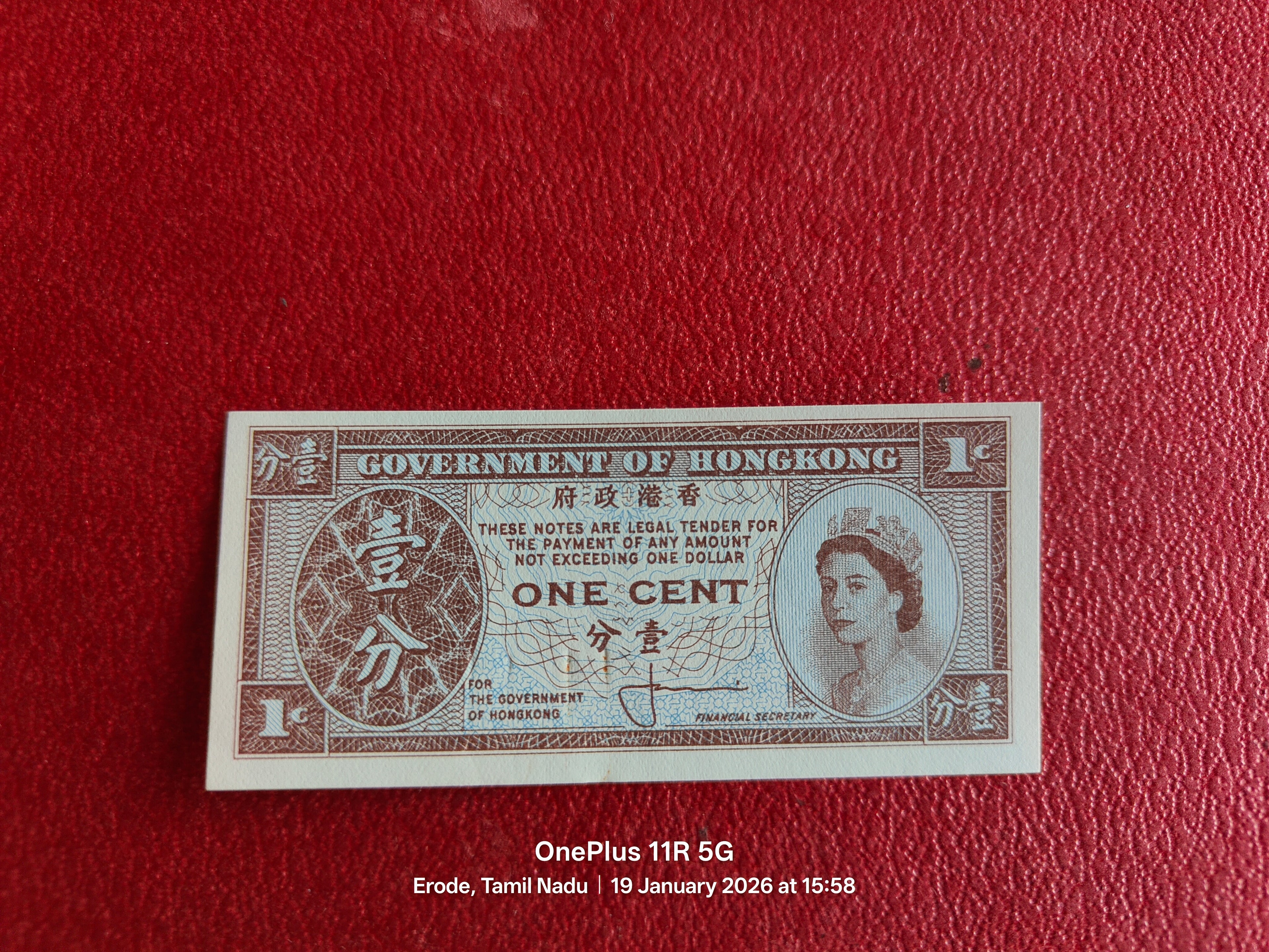 GOVERNMENT OF HONGKONG 1 CENT ( D637 )