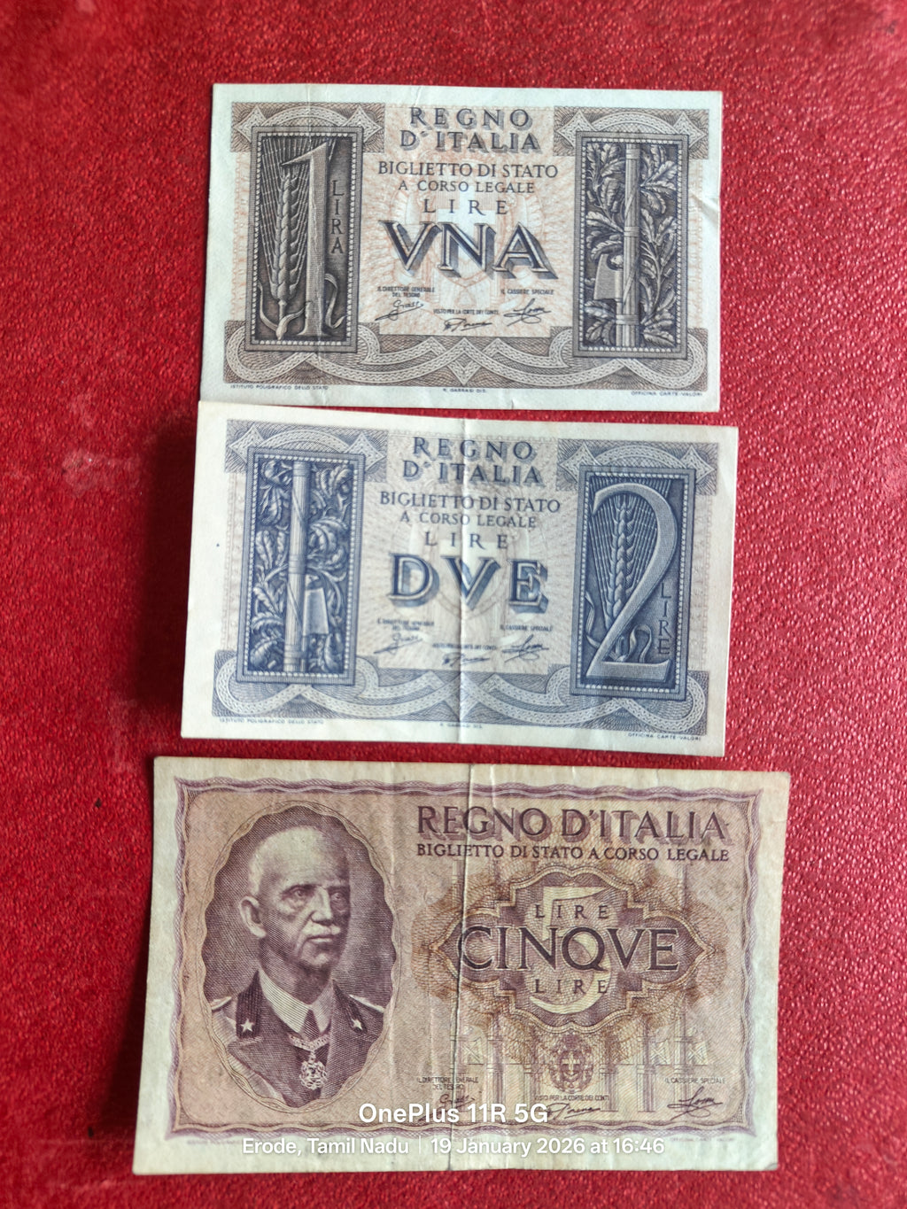 ITALY 1,2&5 LIRE SET ( D136 )