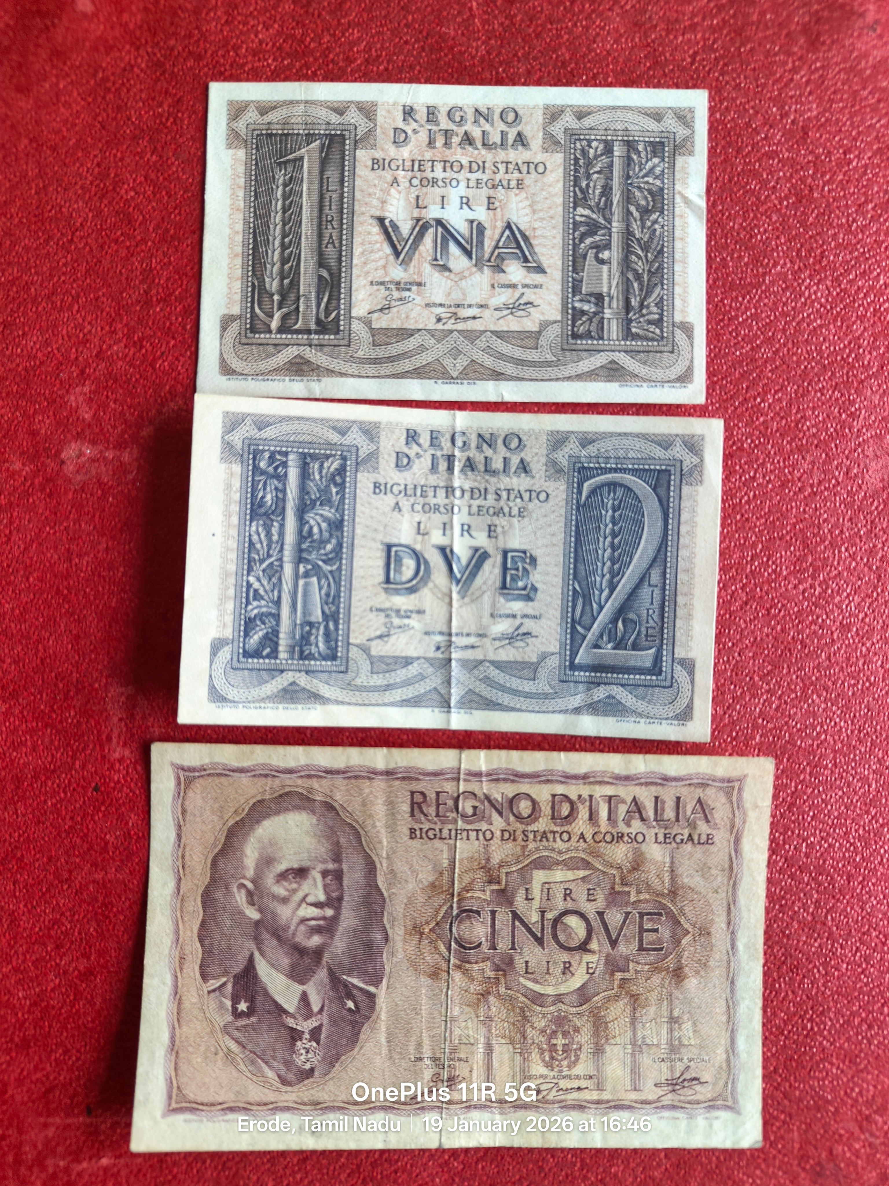 ITALY 1,2&5 LIRE SET ( D136 )