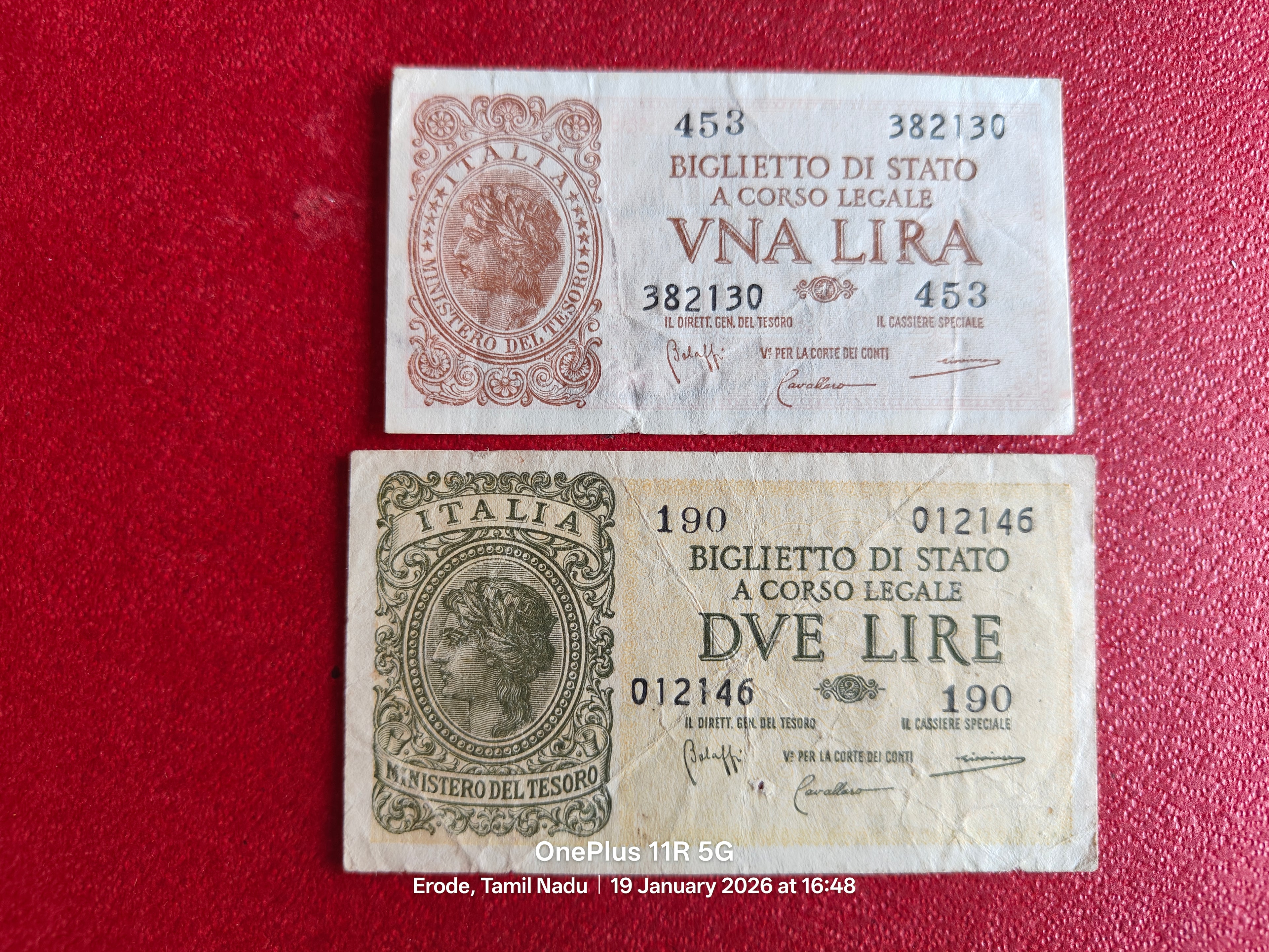 ITALY 1 LIRA & 2 LIRE SET ( D134 )