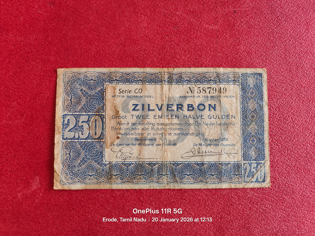 THE NEDERLAND BANK 2½ GULDEN SILVER VOUCHER ( D695 )