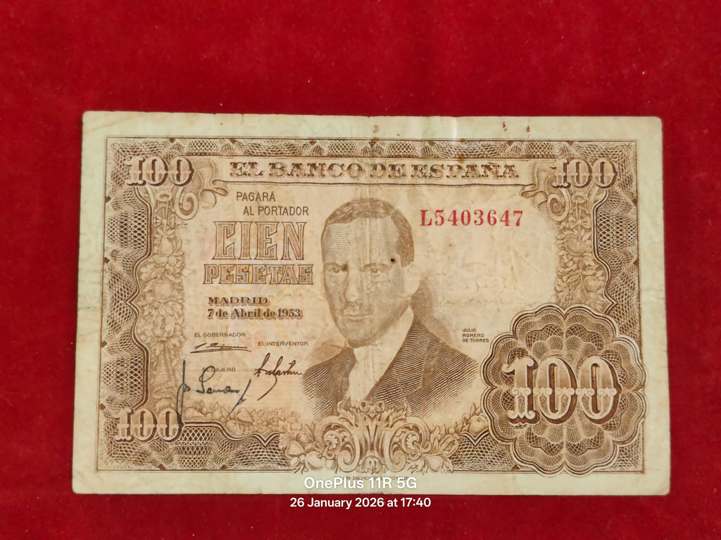 BANK OF SPAIN 100 PESETAS ( D 318 )