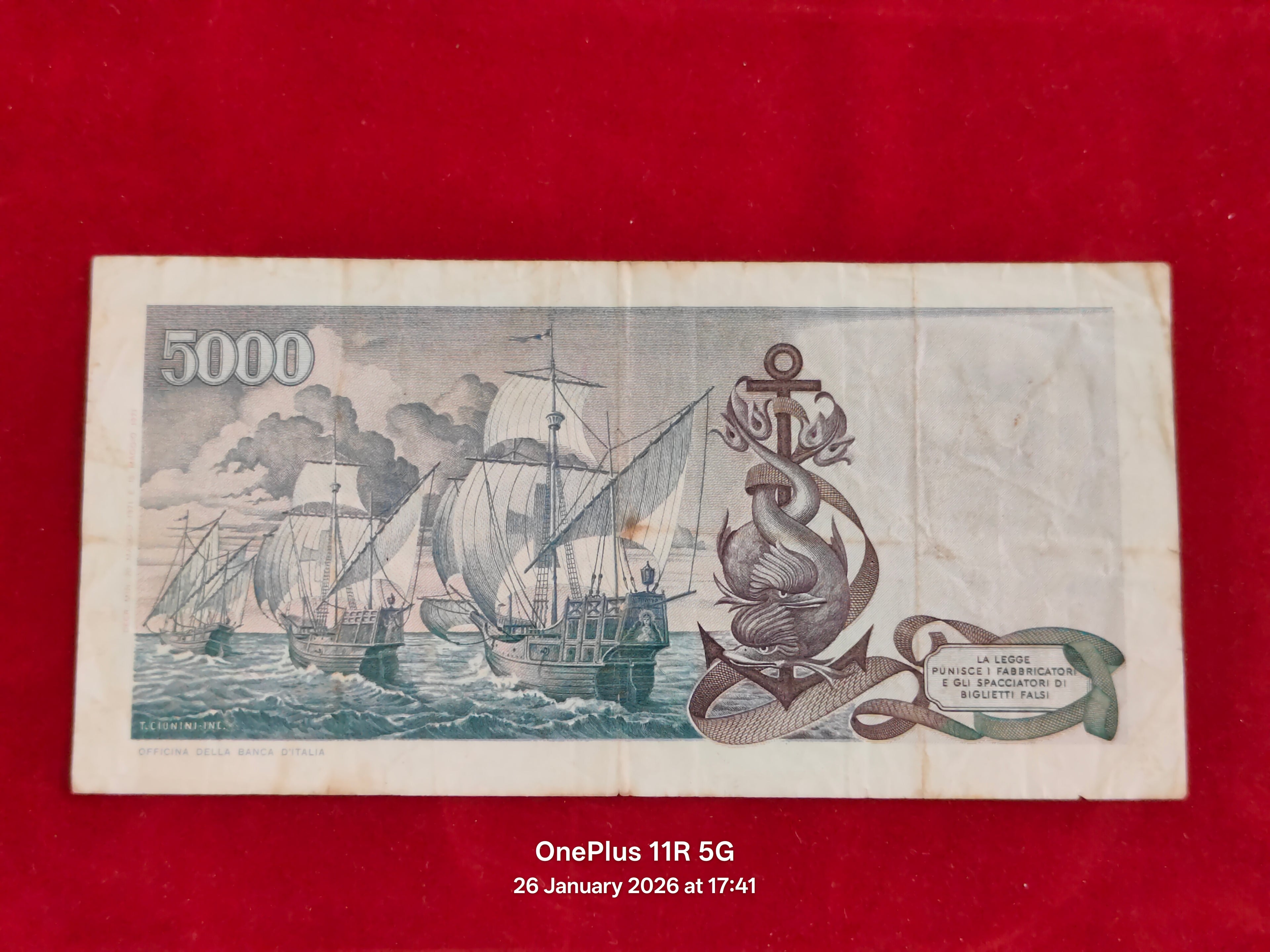 BANK OF ITALY 5000 LIRE ( D341 )