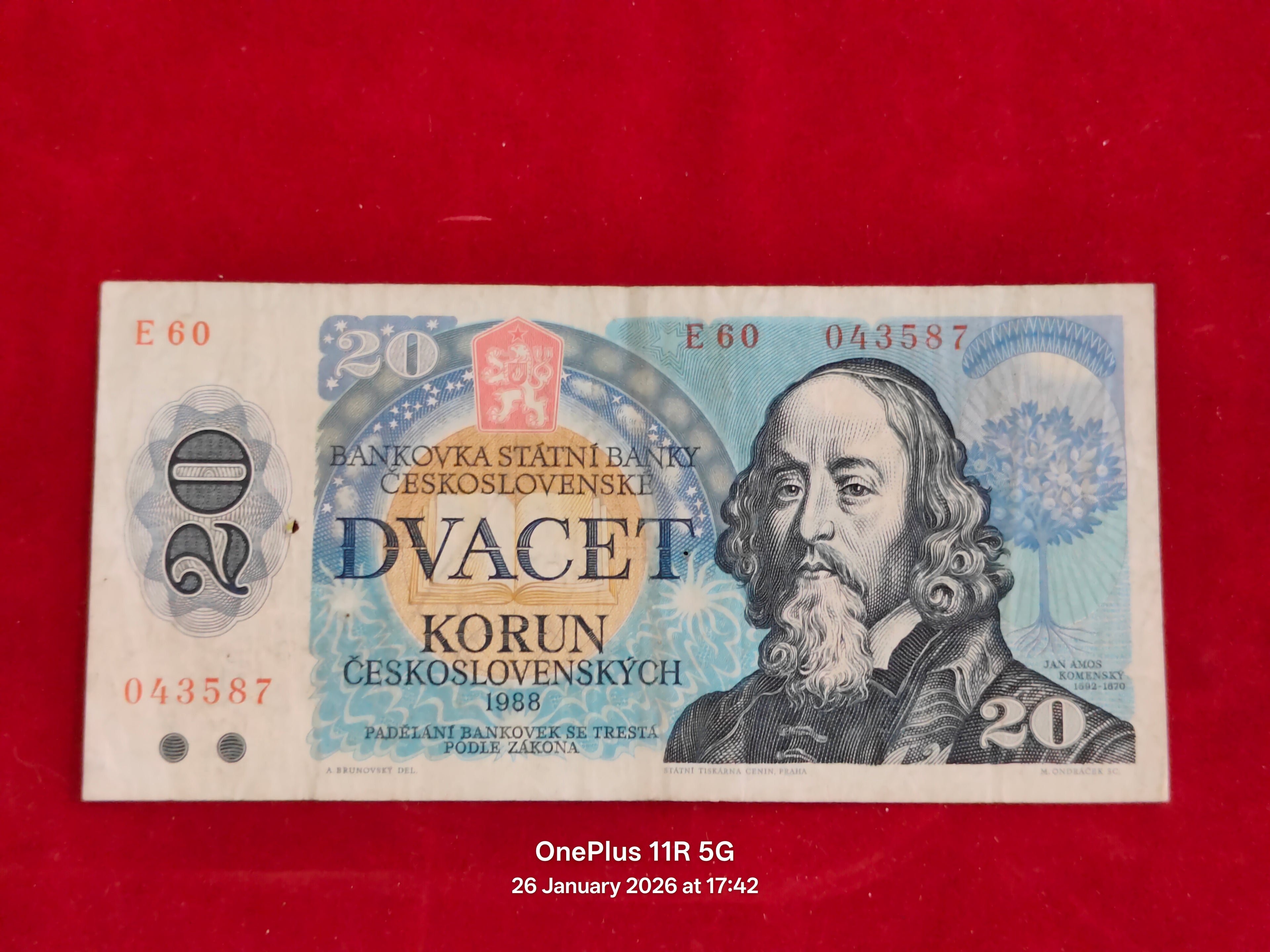 STATE BANK OF CZECHOSLOVAKIA 20 KORUN ( D343 )