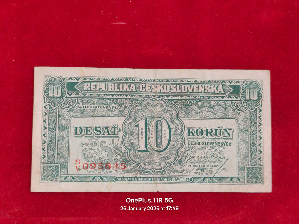 REPUBLIC OF CZECHOSLOVAKIA 10 KORUN ( D332 )