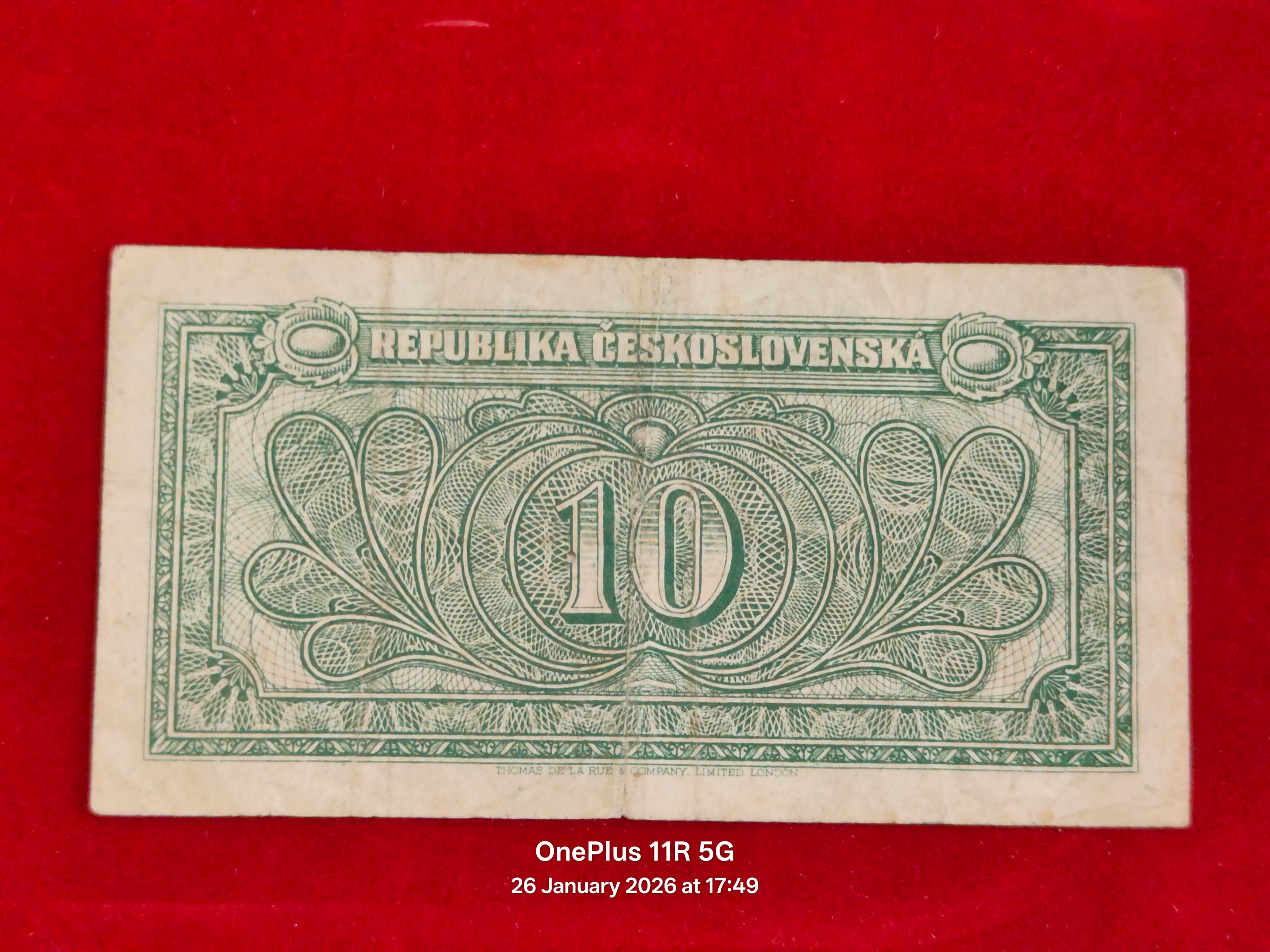 REPUBLIC OF CZECHOSLOVAKIA 10 KORUN ( D332 )