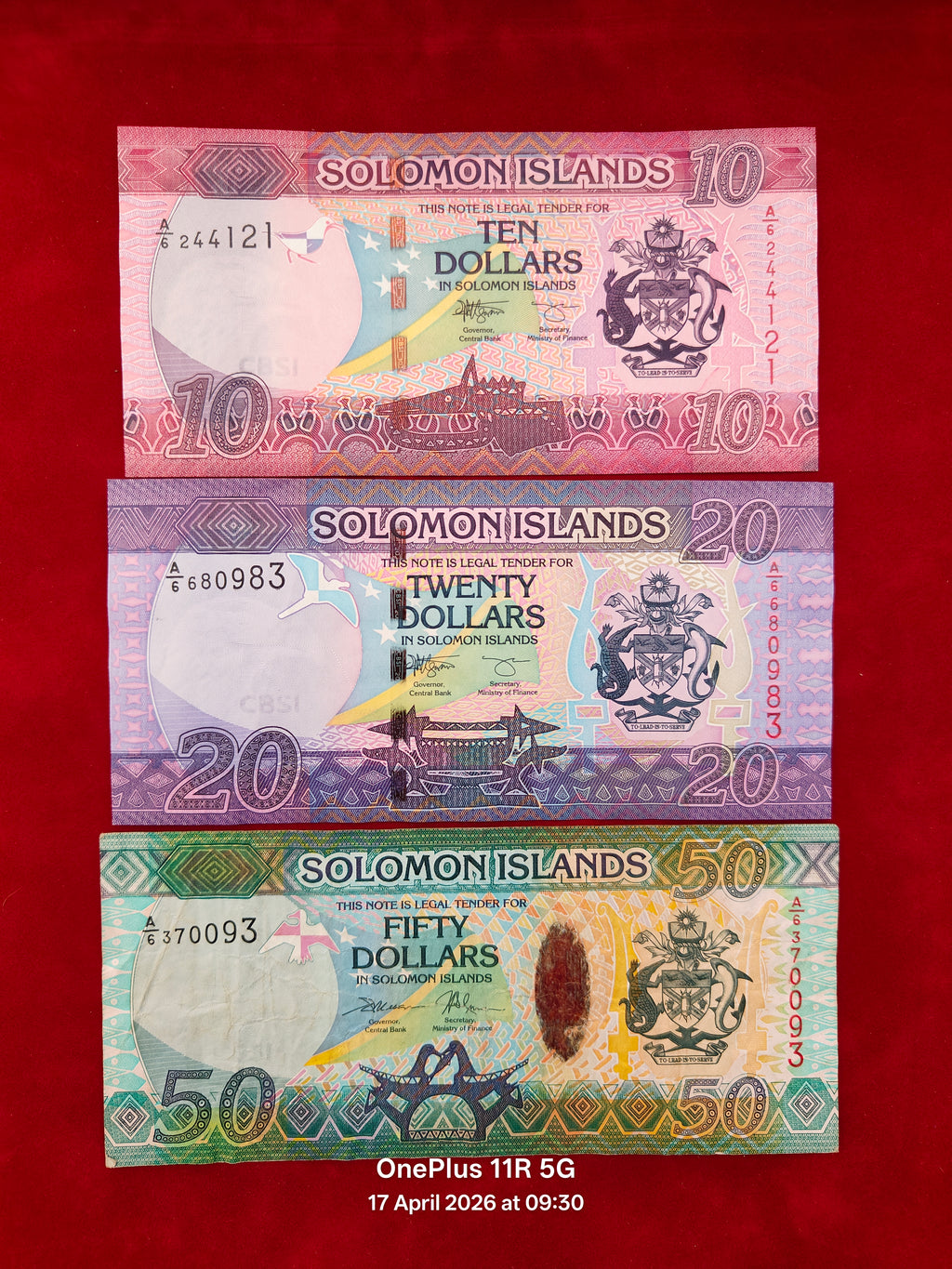 SOLOMON ISLANDS 10,20,50 DOLLARS (202)