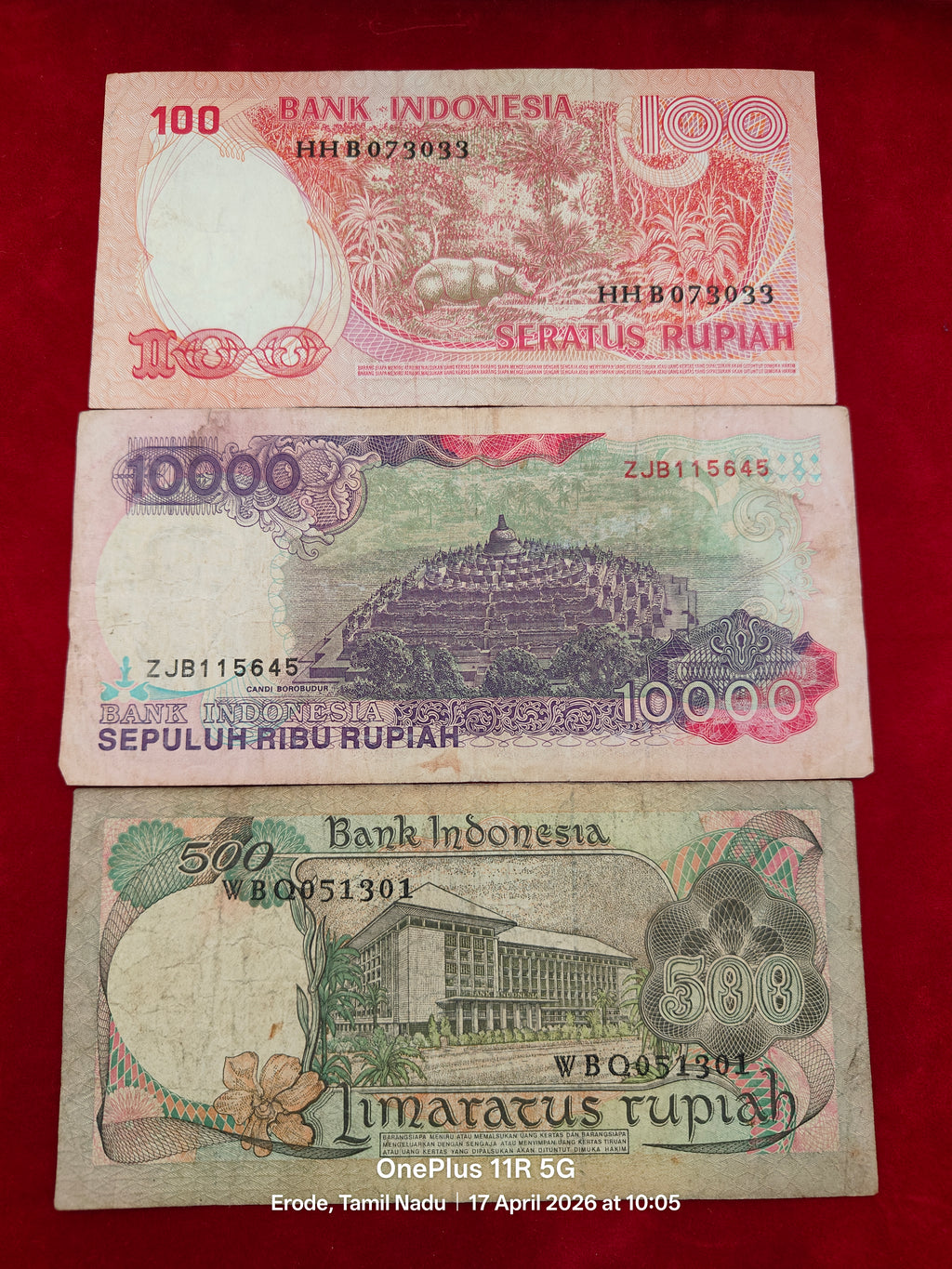 BANK INDONESIA 100,10000,500 RUPIAH (D 42)