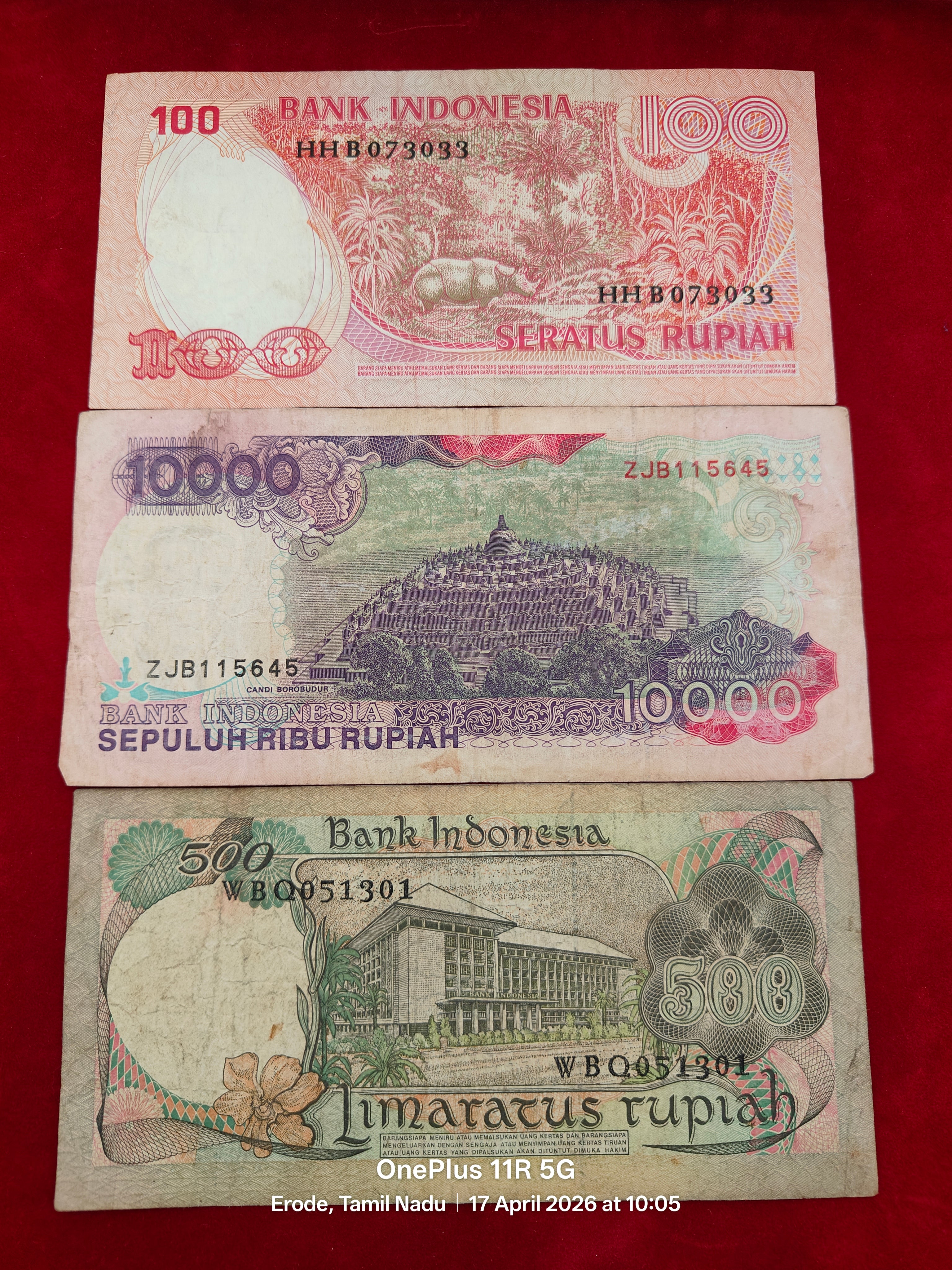 BANK INDONESIA 100,10000,500 RUPIAH (D 42)