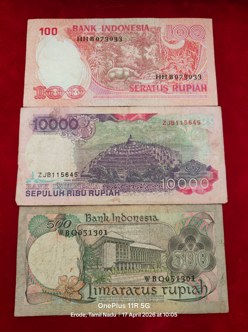 BANK INDONESIA 100,10000,500 RUPIAH (D 42)