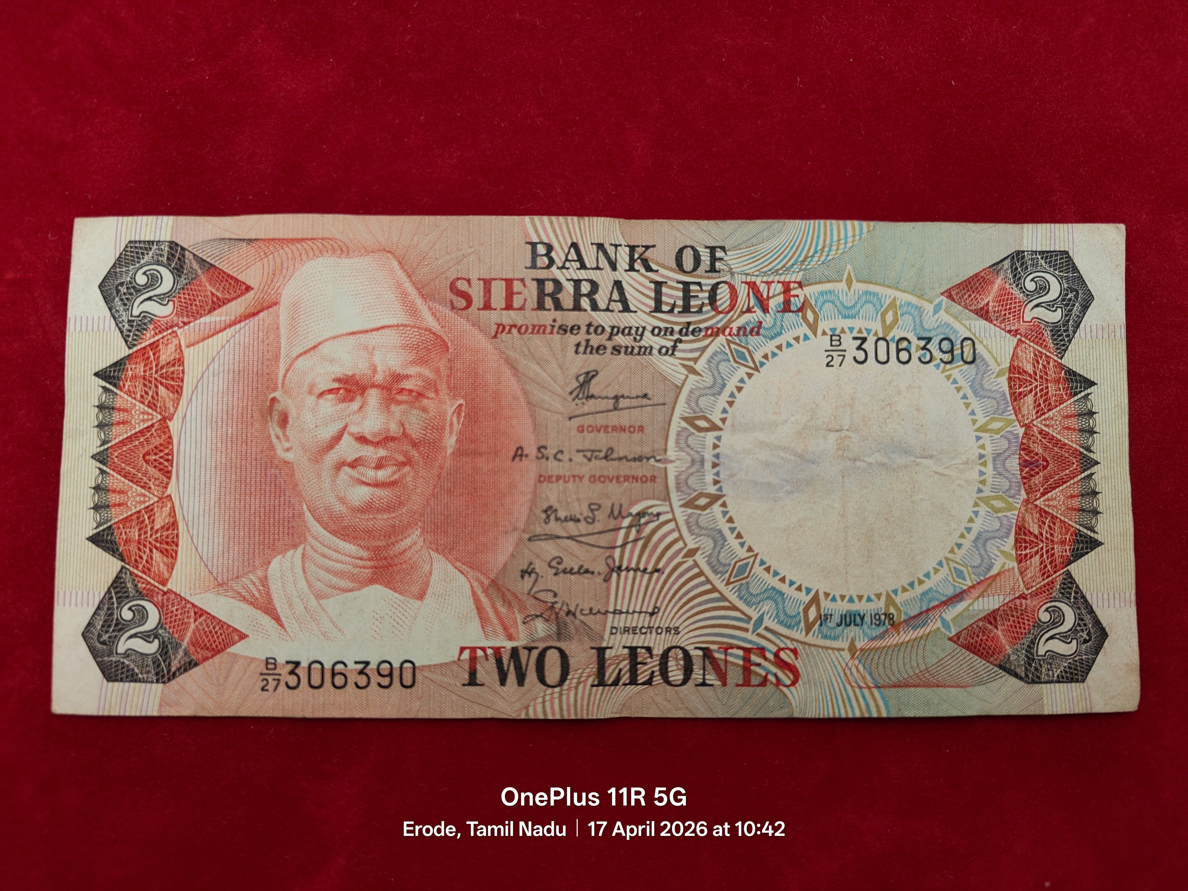 BANK OF SIERRA LEONE  2 LEONES (y114)