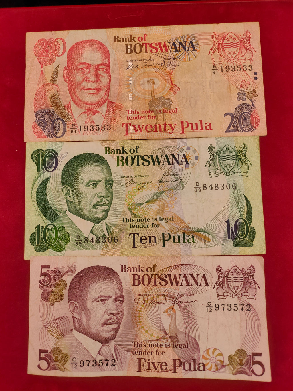 BANK OF BOTSWANA 20,10,5 PULA (C959)