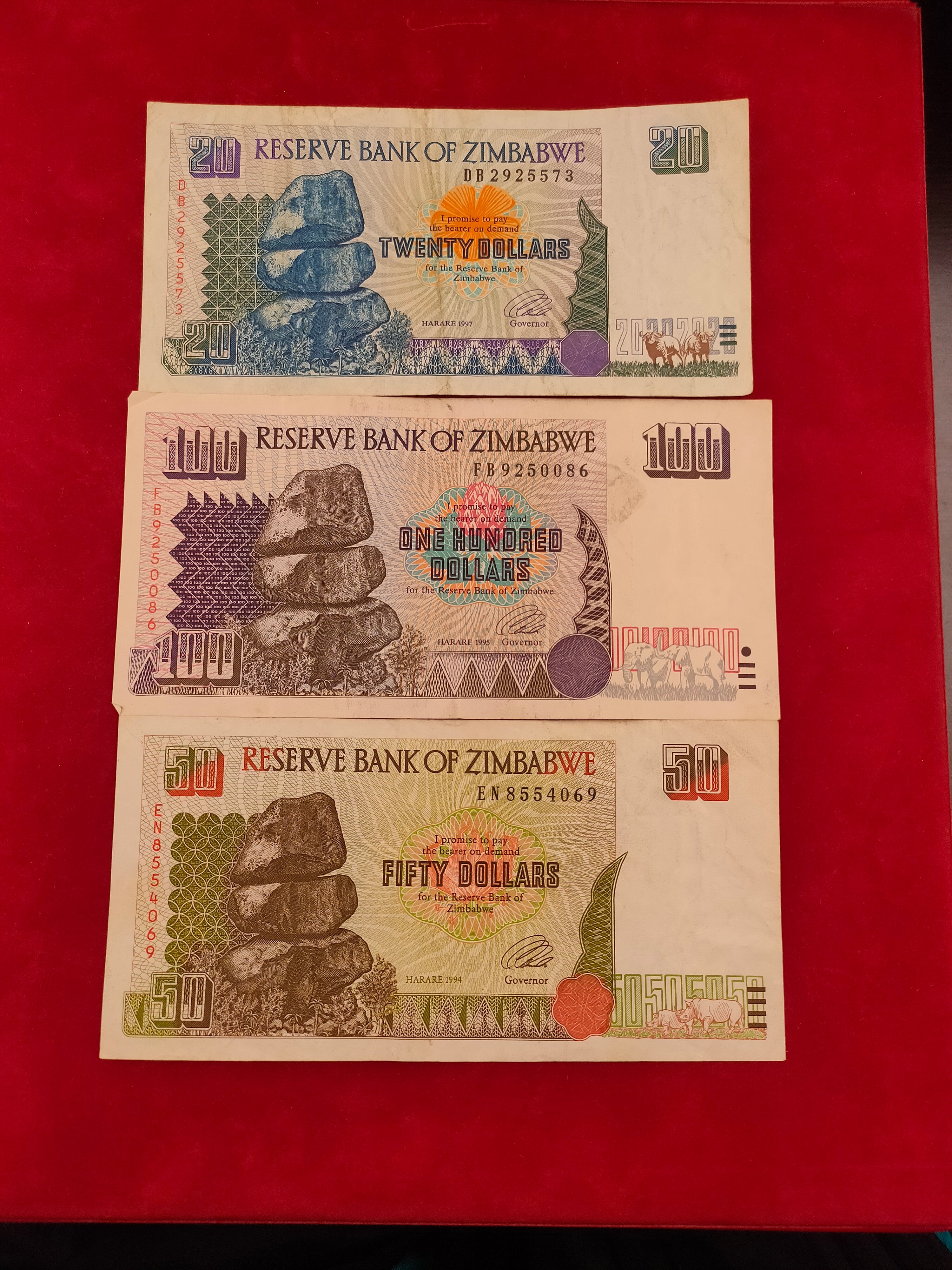 RESERVE BANK OF ZIMBABWE 20,100,50 DOLLARS (C364)