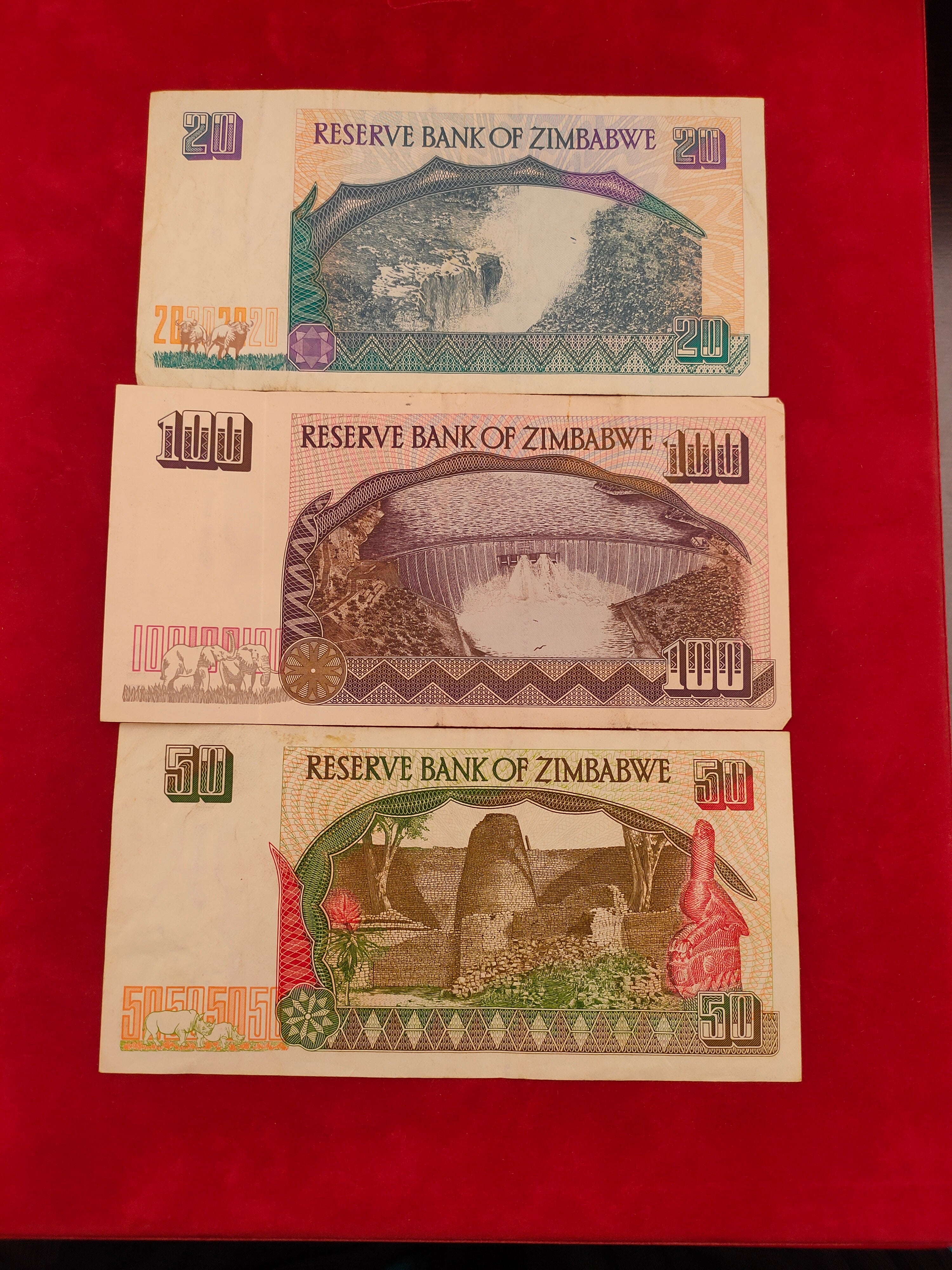 RESERVE BANK OF ZIMBABWE 20,100,50 DOLLARS (C364)