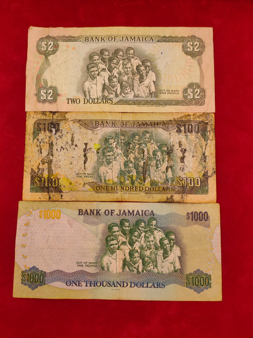 BANK OF JAMAICA 2, 100,1000 DOLLARS (D291)