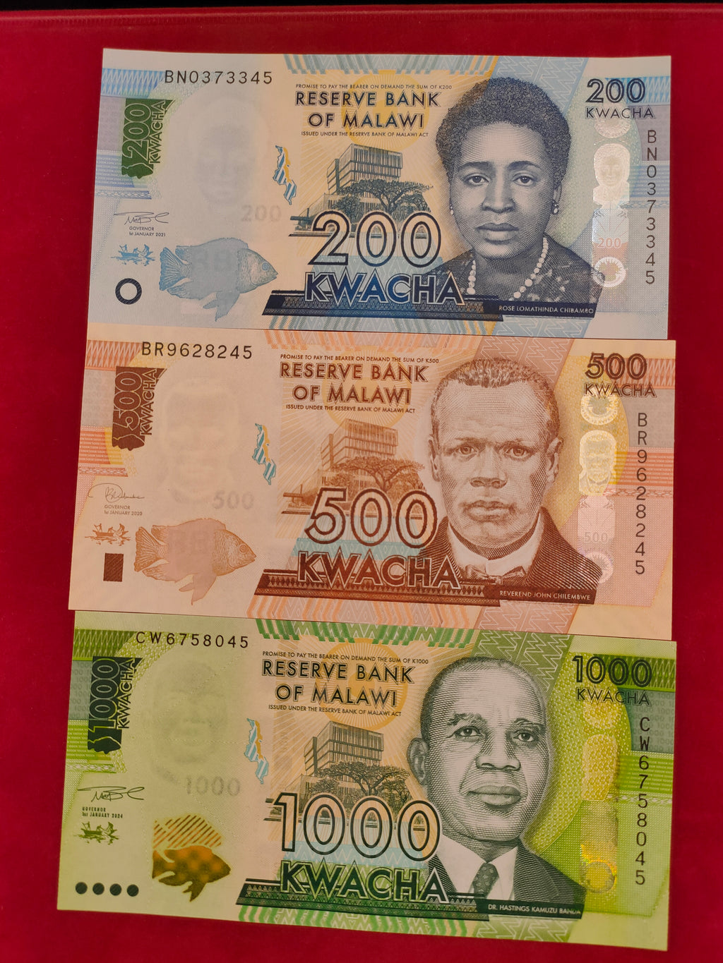 RESERVE BANK OF MALAWI 20,50,100,200,500,1000,2000,5000 KWACHA (y066)