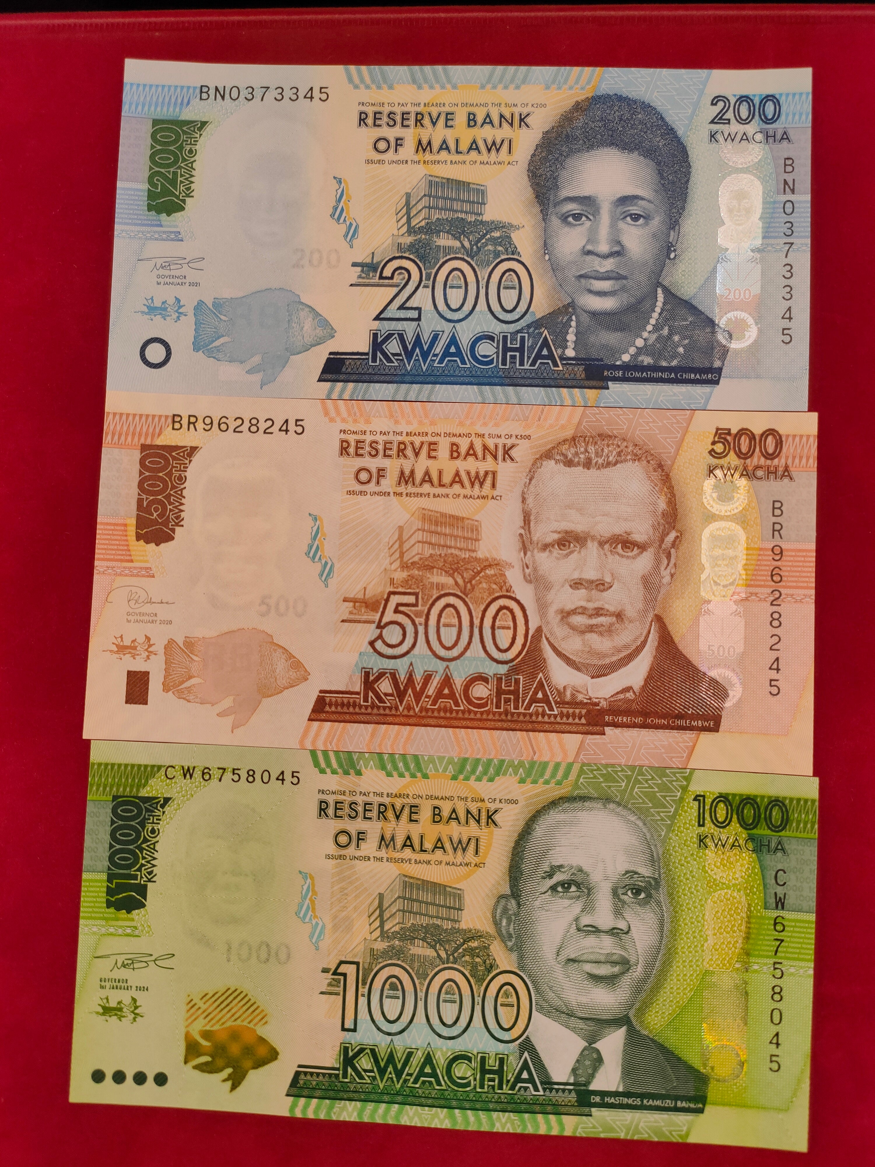 RESERVE BANK OF MALAWI 20,50,100,200,500,1000,2000,5000 KWACHA (y066)