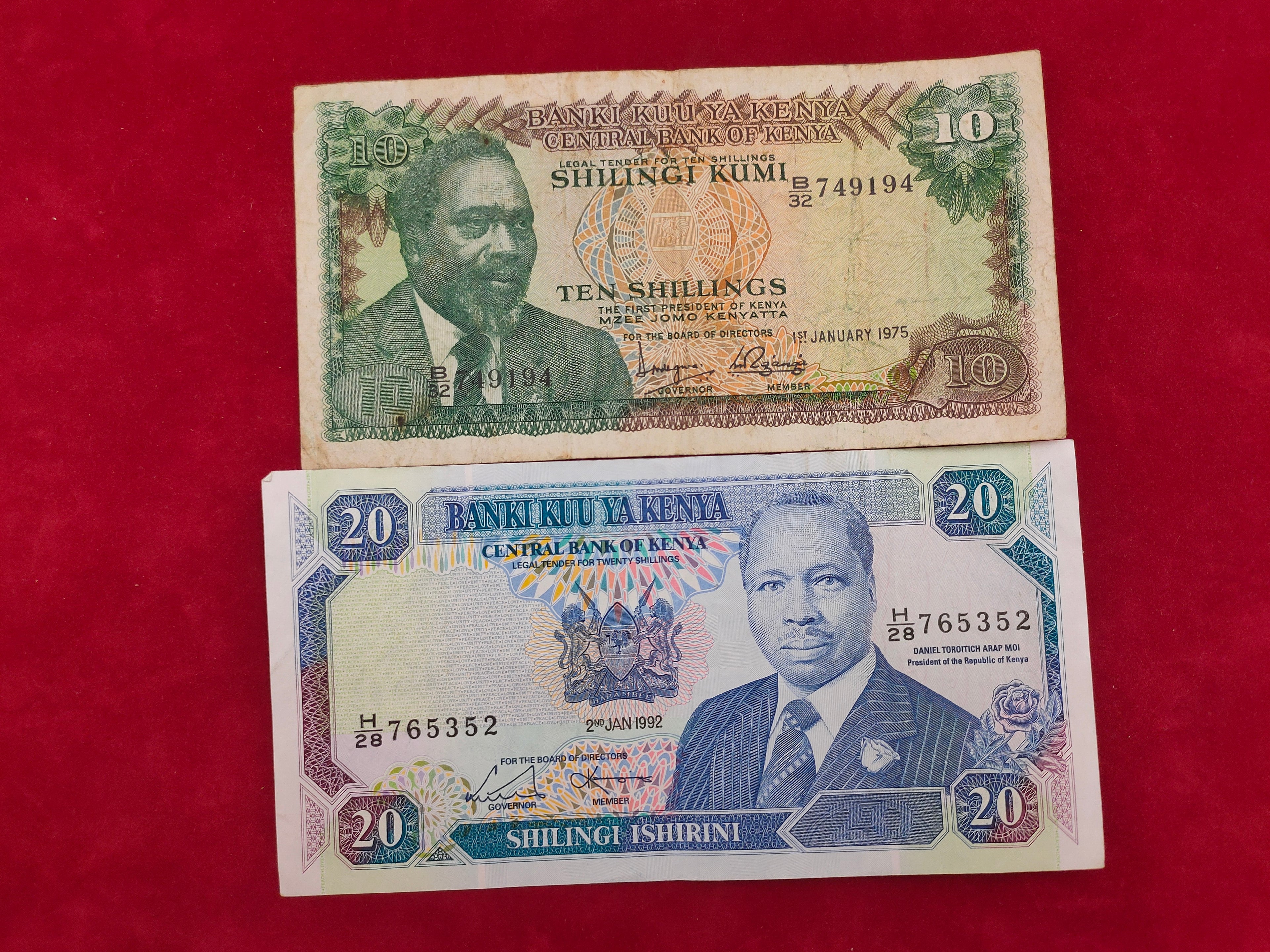 CENTRAL BANK OF KENYA 10,20,100,1000 SHILLINGS