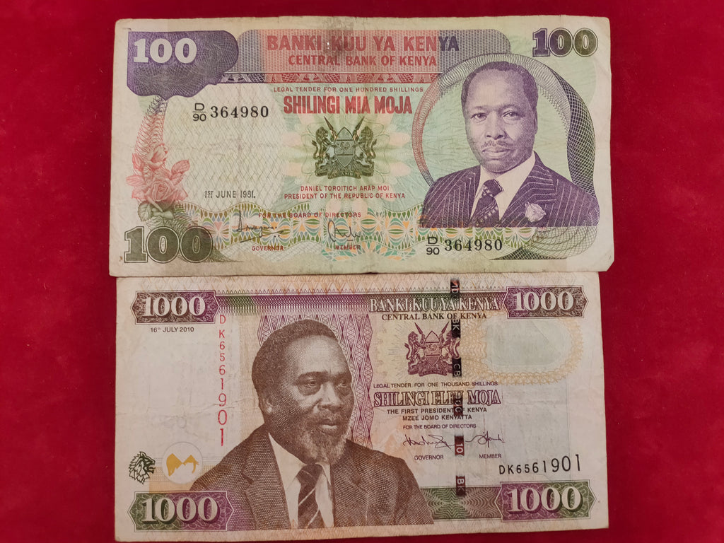 CENTRAL BANK OF KENYA 10,20,100,1000 SHILLINGS
