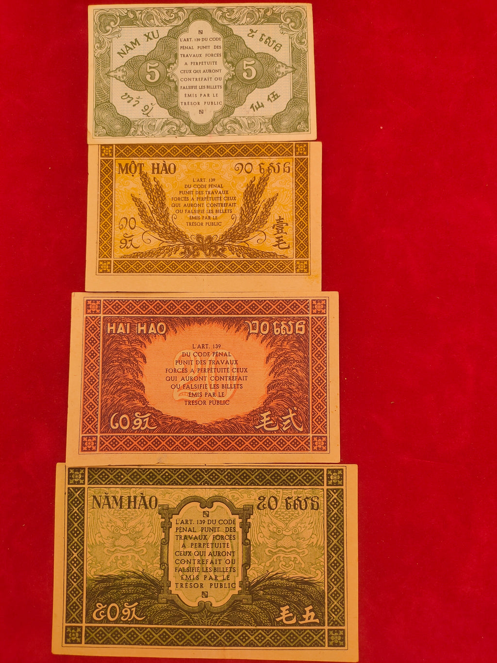 FRENCH INDONESIA 5,10,20,50 HAO (D971)