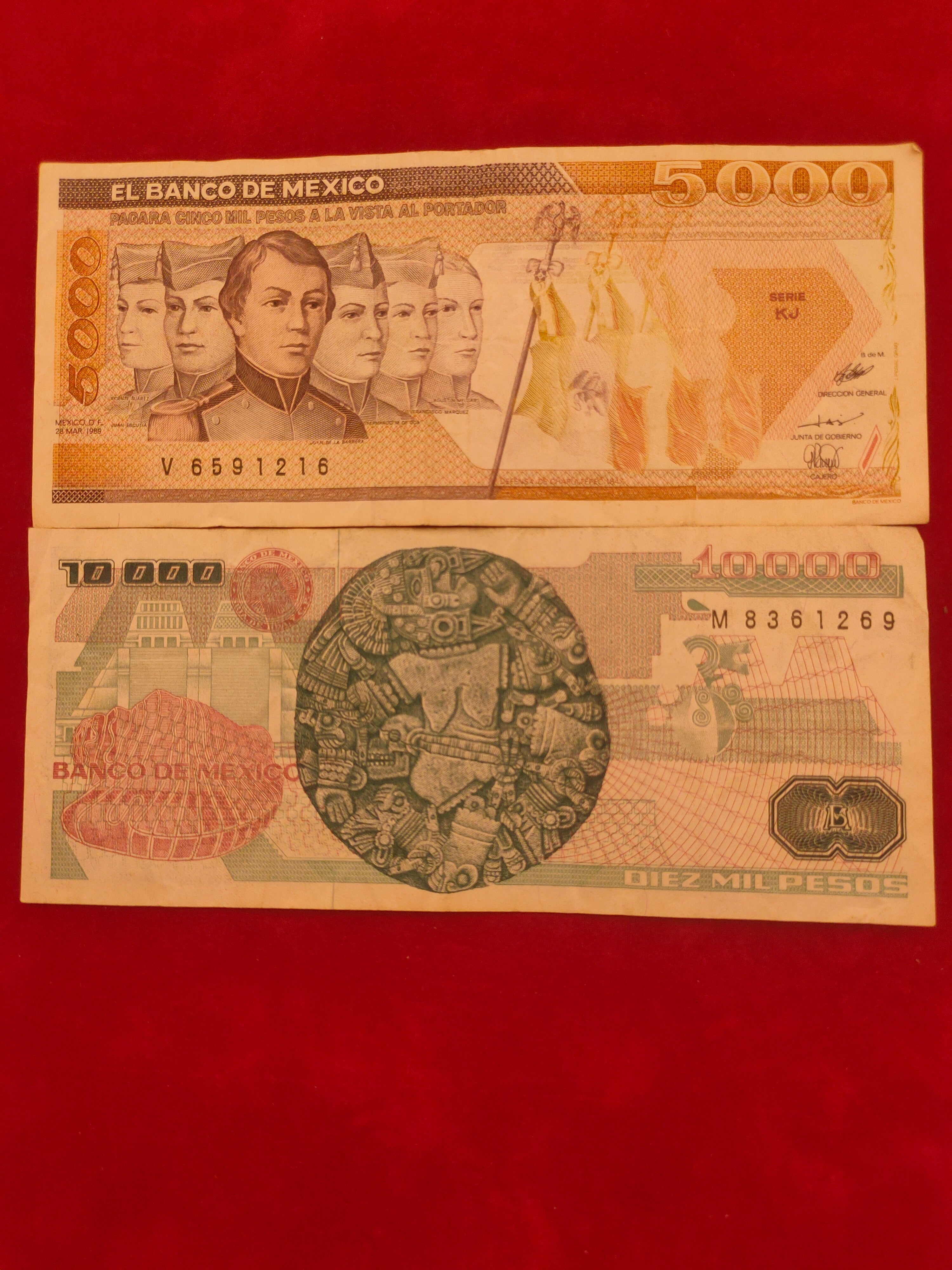 BANK OF MEXICO 50,500,2000,5000,10000 PESOS (619)