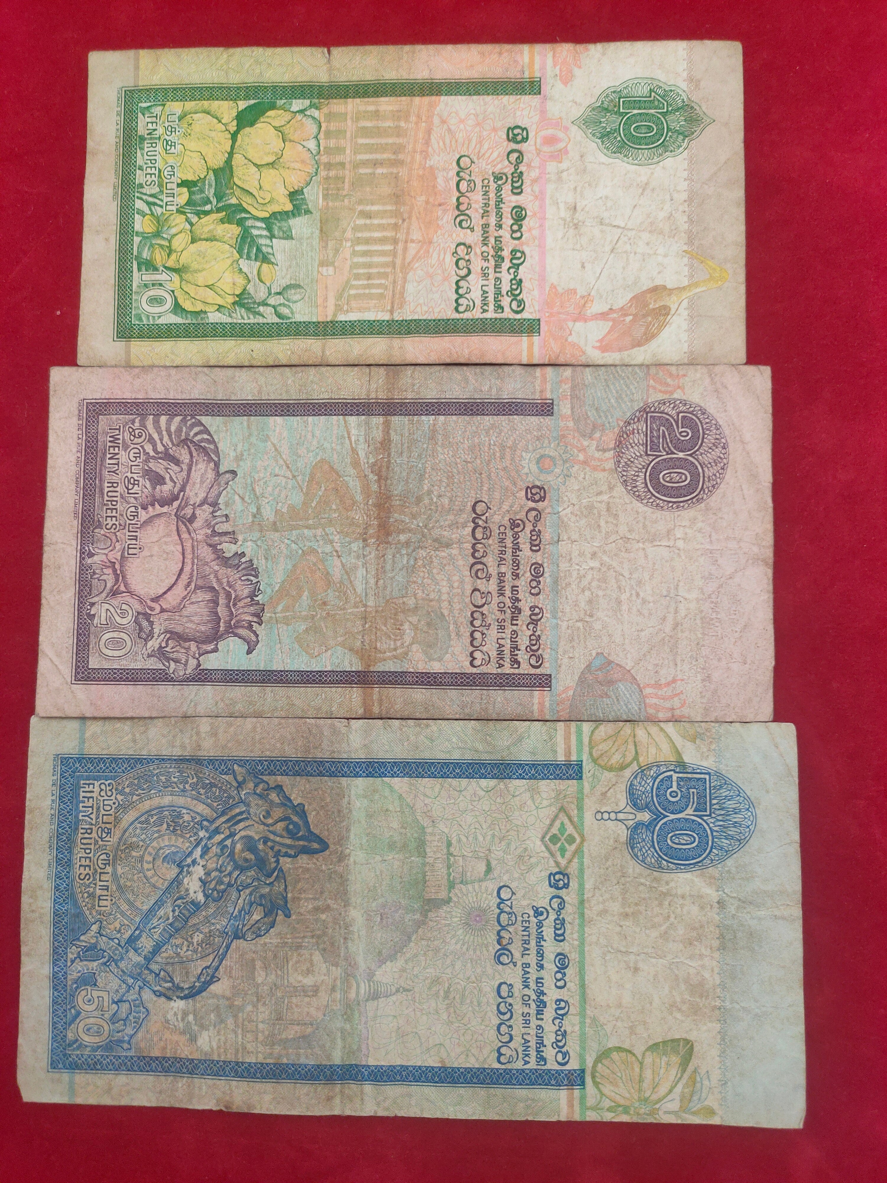 CENTRAL BANK OF SIR LANKA 10,20,50 RUPEES (D627)
