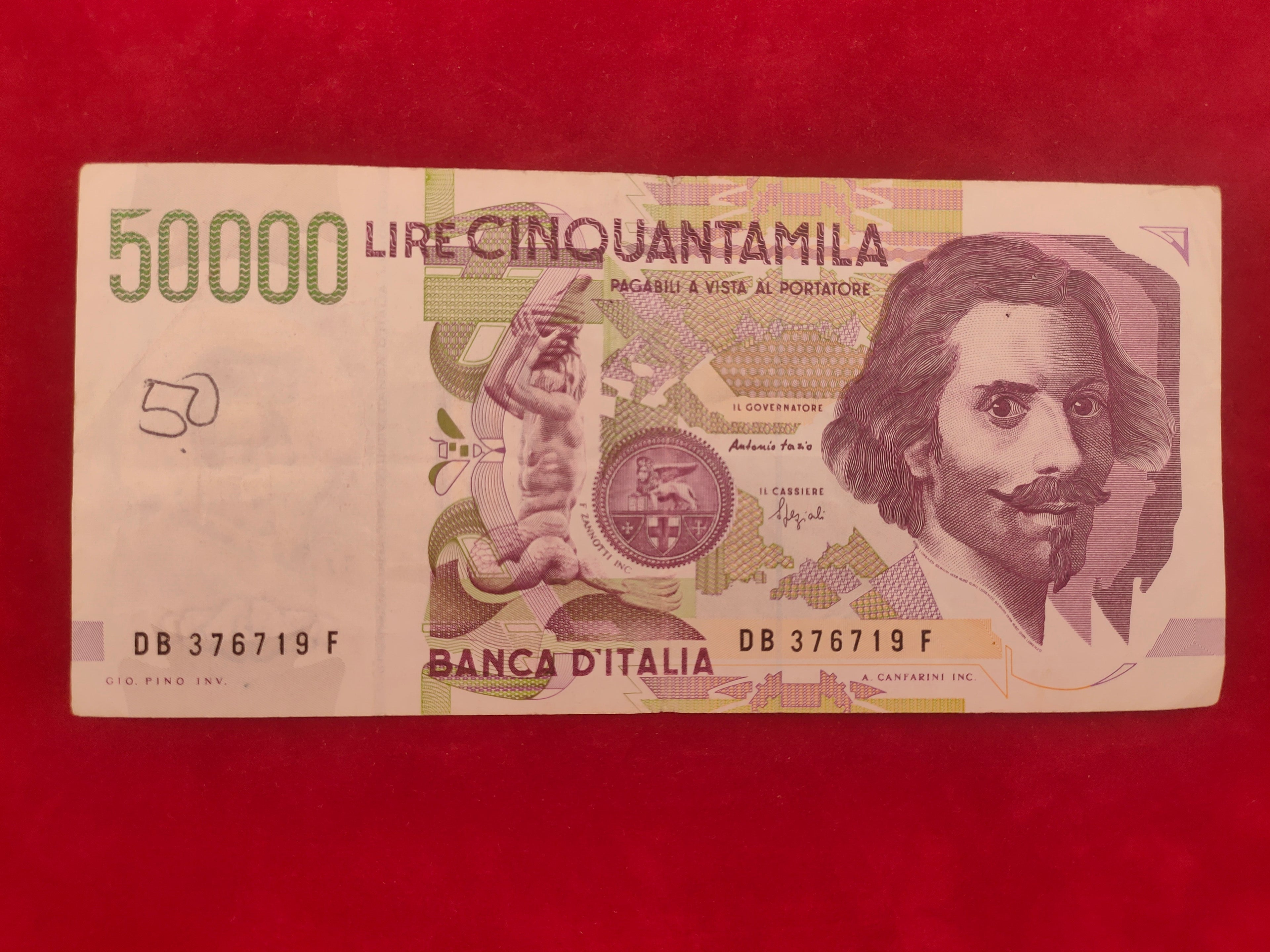 BANK OF ITALY 50000 LIRE (D378)