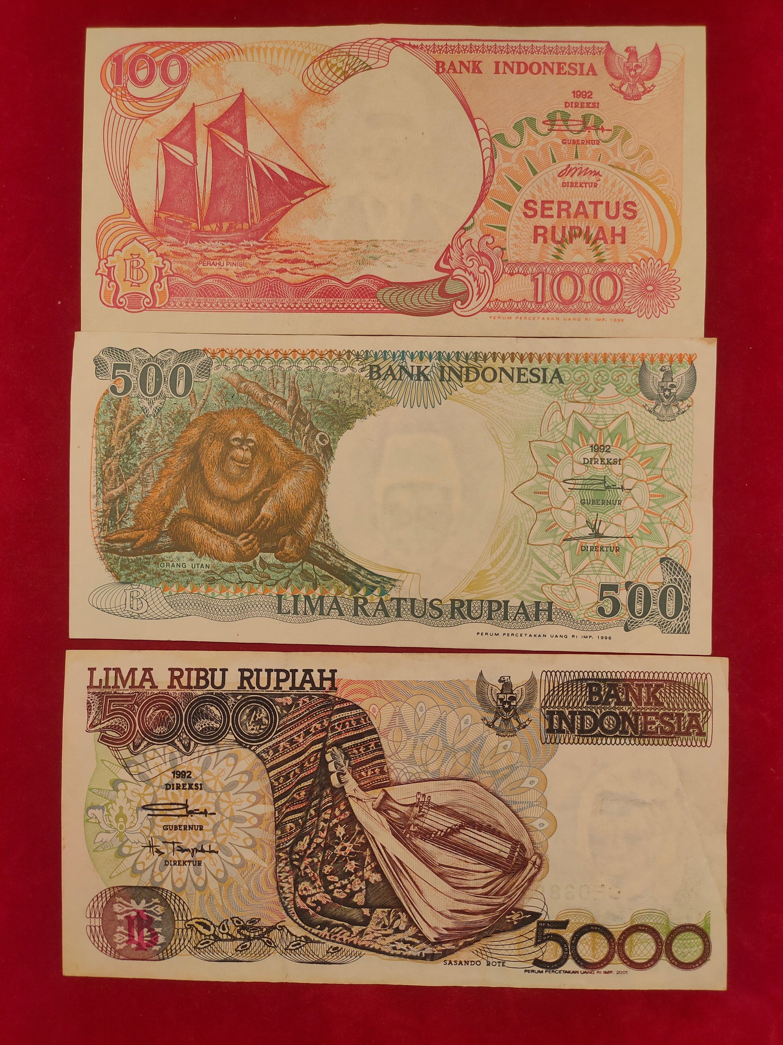 BANK OF INDONESIA 100, 500, 5000 RUPIAH (D552)