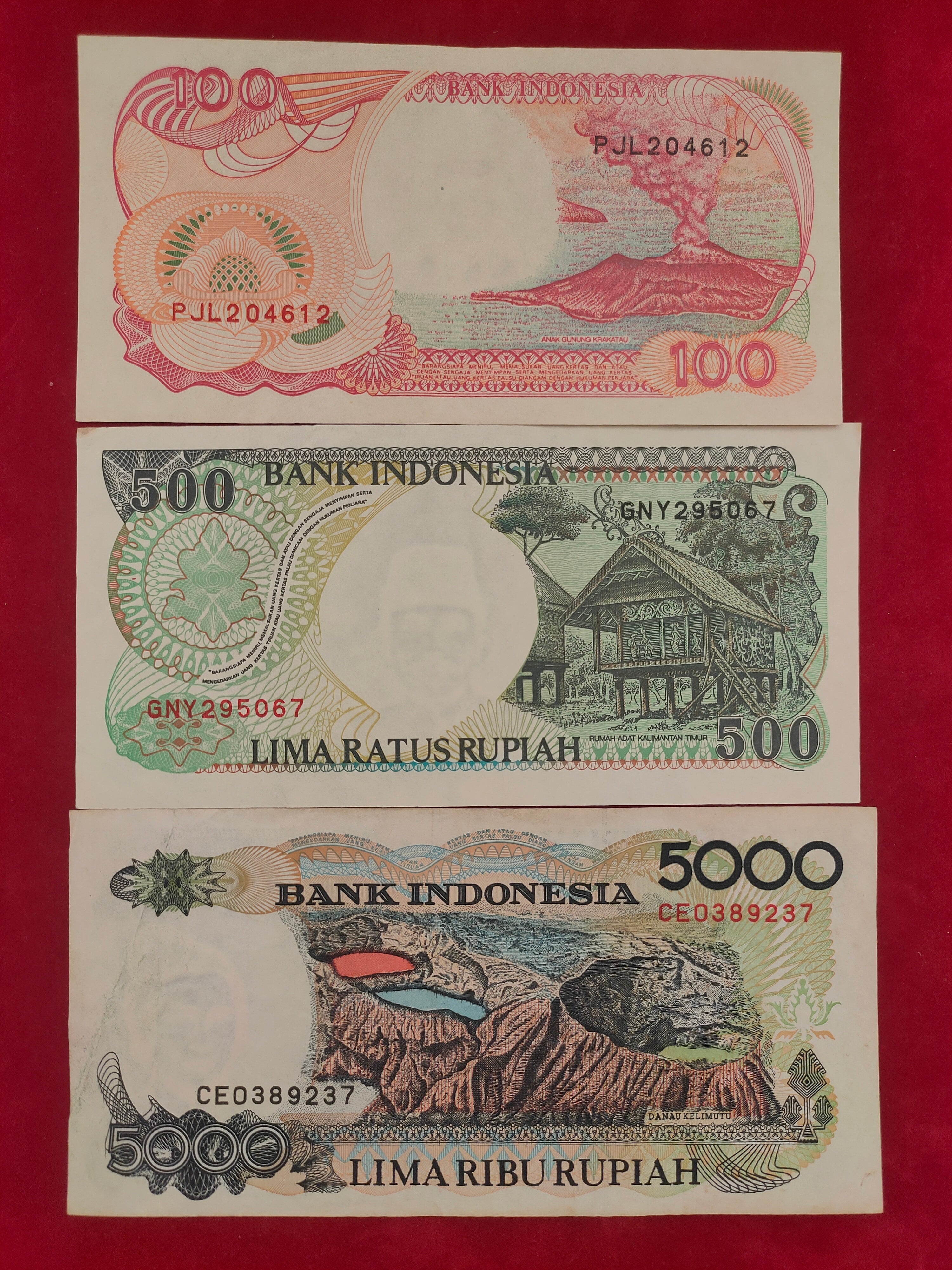BANK OF INDONESIA 100, 500, 5000 RUPIAH (D552)