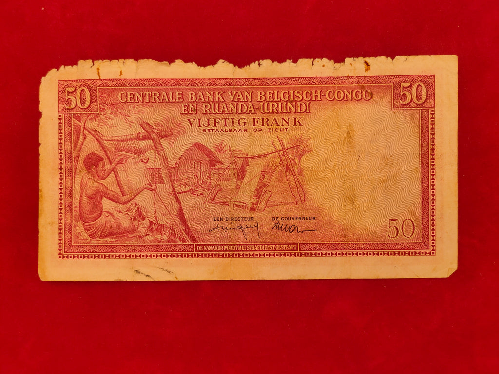 CENTRAL  BANK  OF  BELGIAN CONGO AND BELGE AND RUANDA URUNDI 50 FRANK (910)