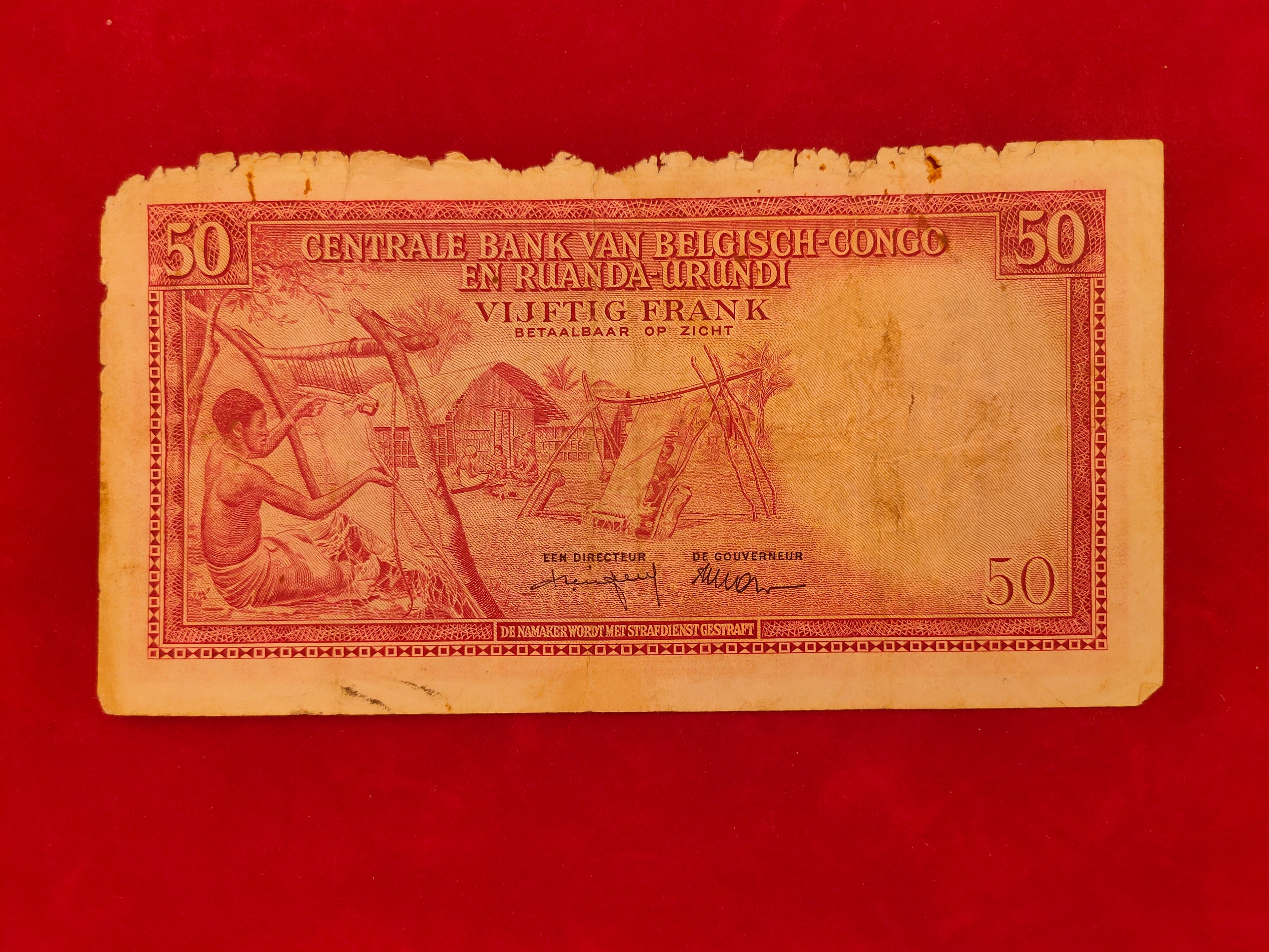 CENTRAL  BANK  OF  BELGIAN CONGO AND BELGE AND RUANDA URUNDI 50 FRANK (910)