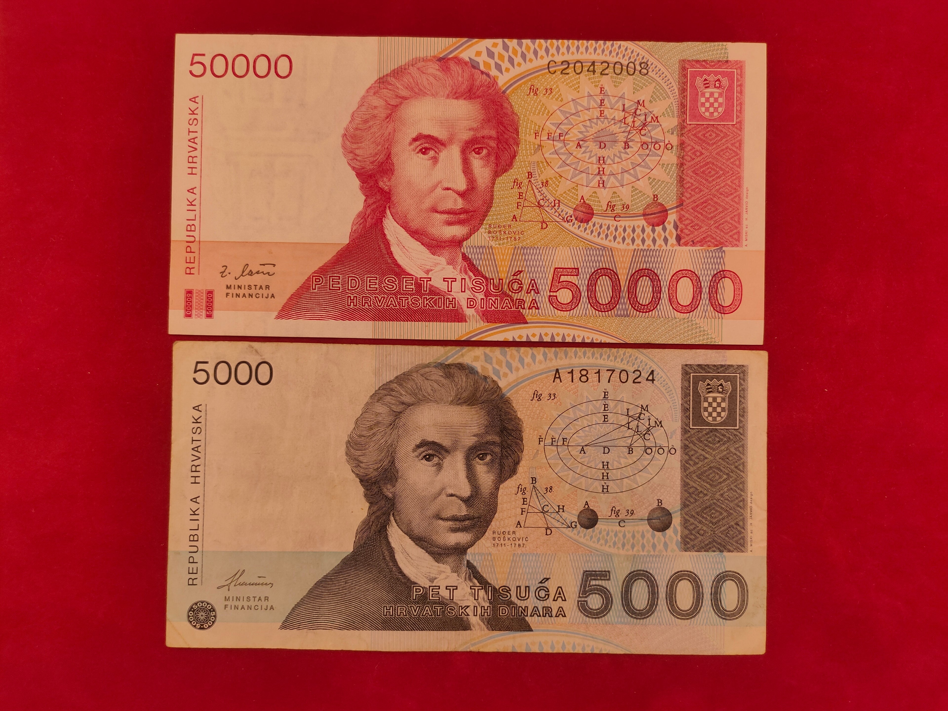 CROATIAN NATIONAL BANK  50000,5000 DINARA (D605)