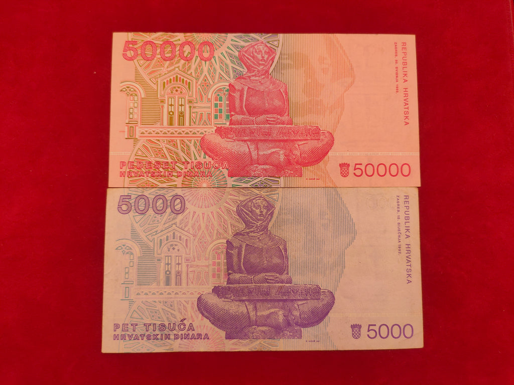 CROATIAN NATIONAL BANK  50000,5000 DINARA (D605)