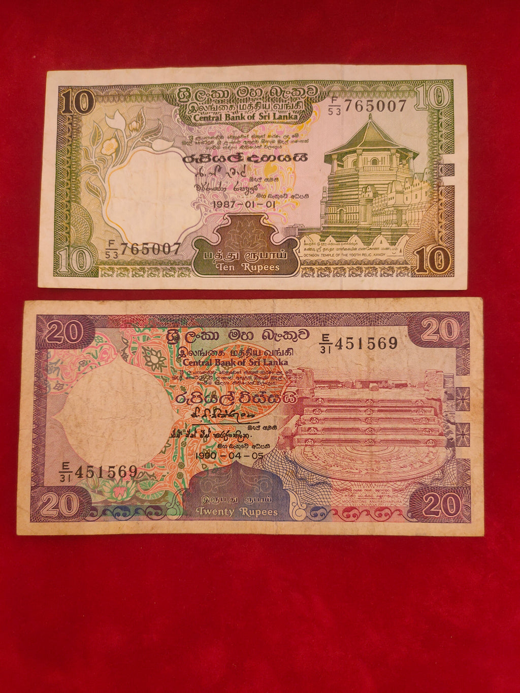 CENTRAL BANK OF SRI LANKA 10, 20 RUPEES (D633)
