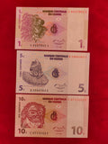 CENTRAL BANK OF THE CONGO 1,5,10,20,50 CENTIME (C442)