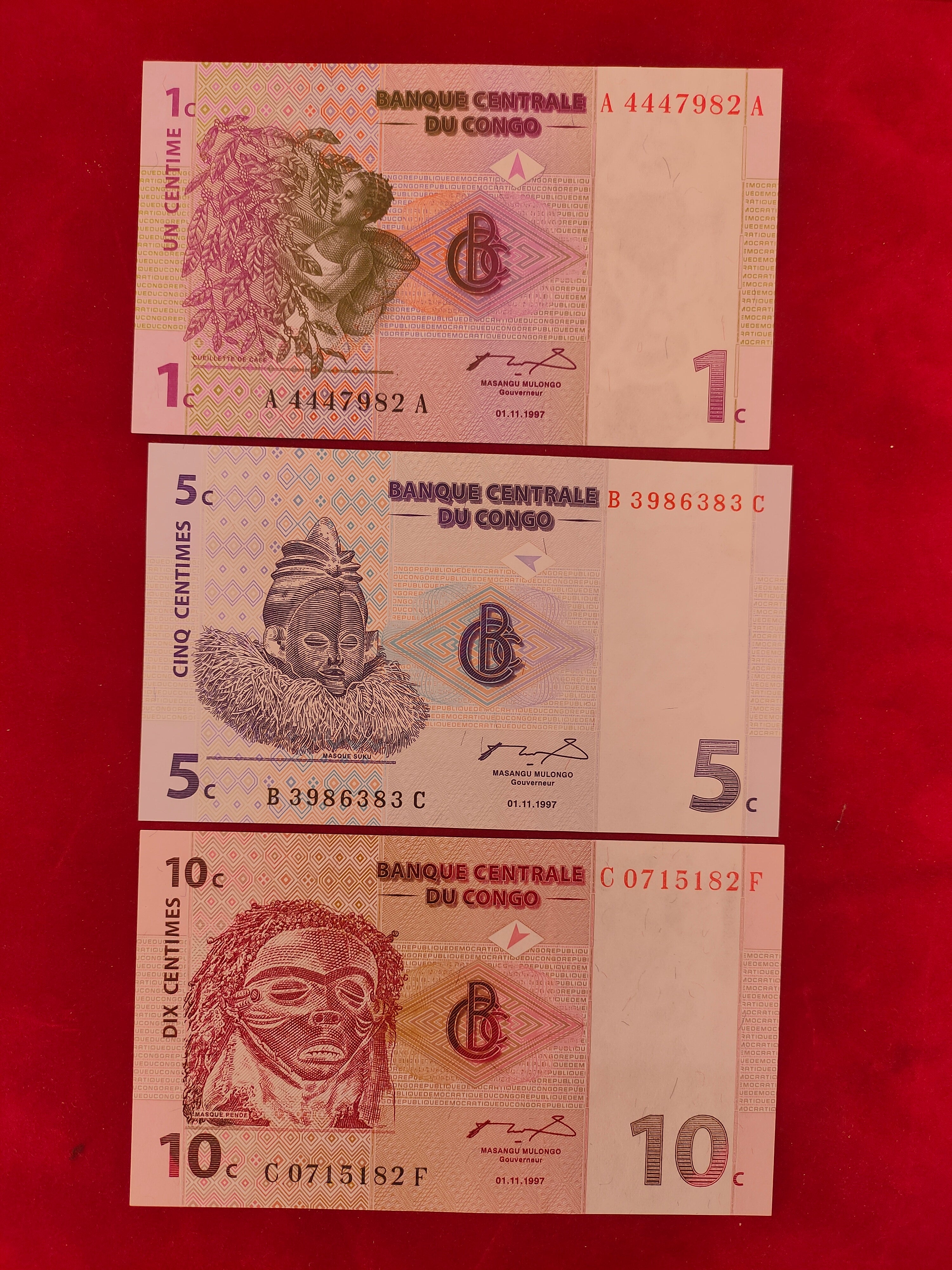 CENTRAL BANK OF THE CONGO 1,5,10,20,50 CENTIME (C442)