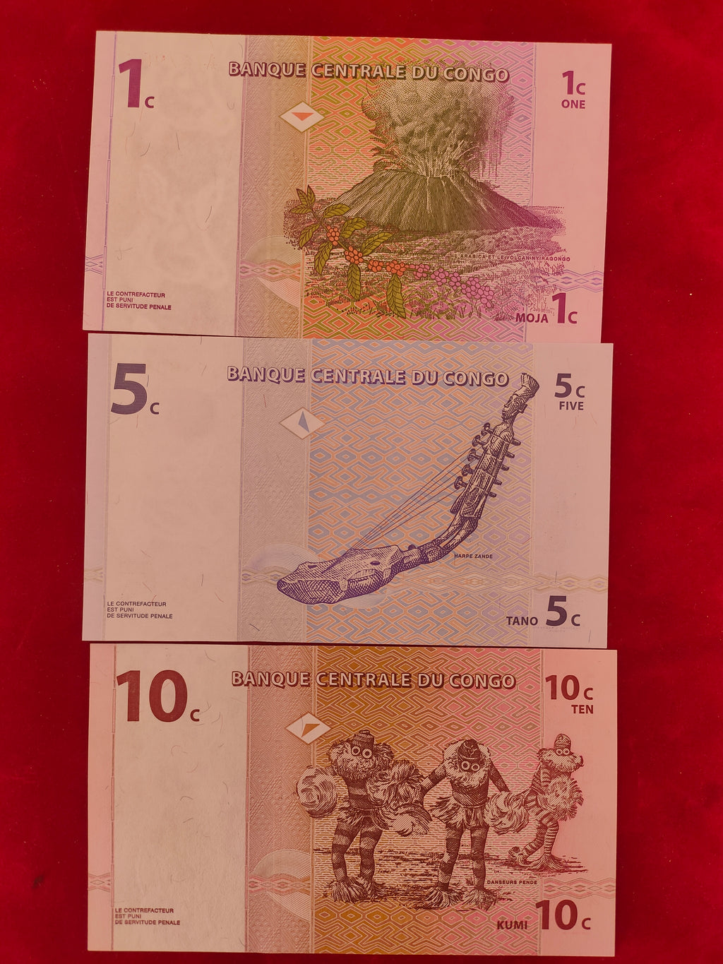 CENTRAL BANK OF THE CONGO 1,5,10,20,50 CENTIME (C442)