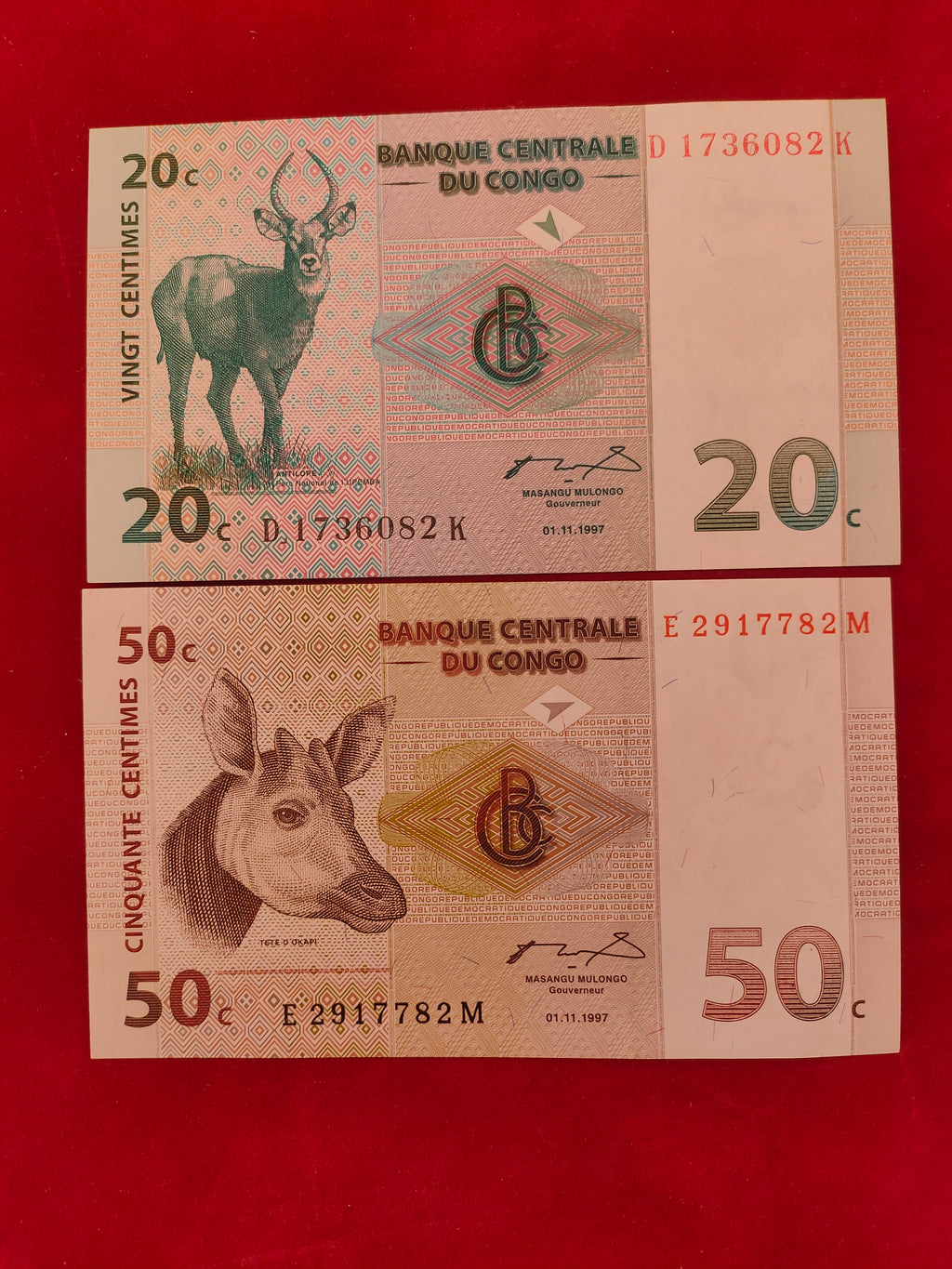 CENTRAL BANK OF THE CONGO 1,5,10,20,50 CENTIME (C442)