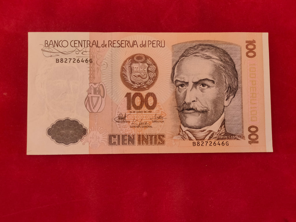CENTRAL RESERVE BANK OF PERU 100 INTIS (C384)