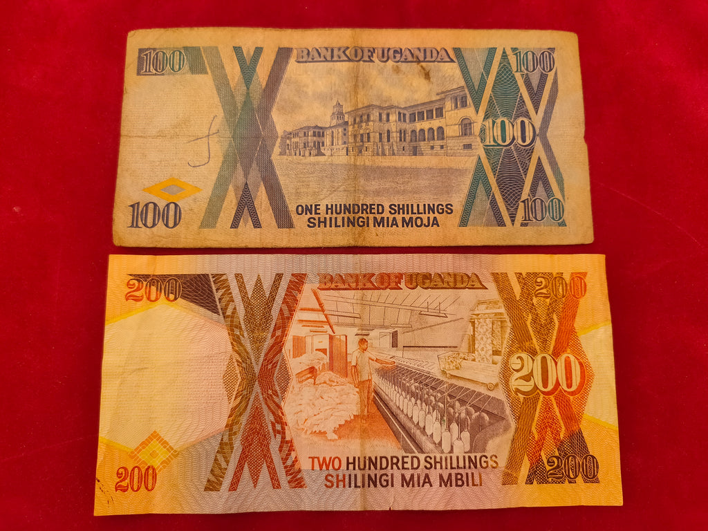 BANK OF UGANDA 100, 200 SHILLINGS (C764)