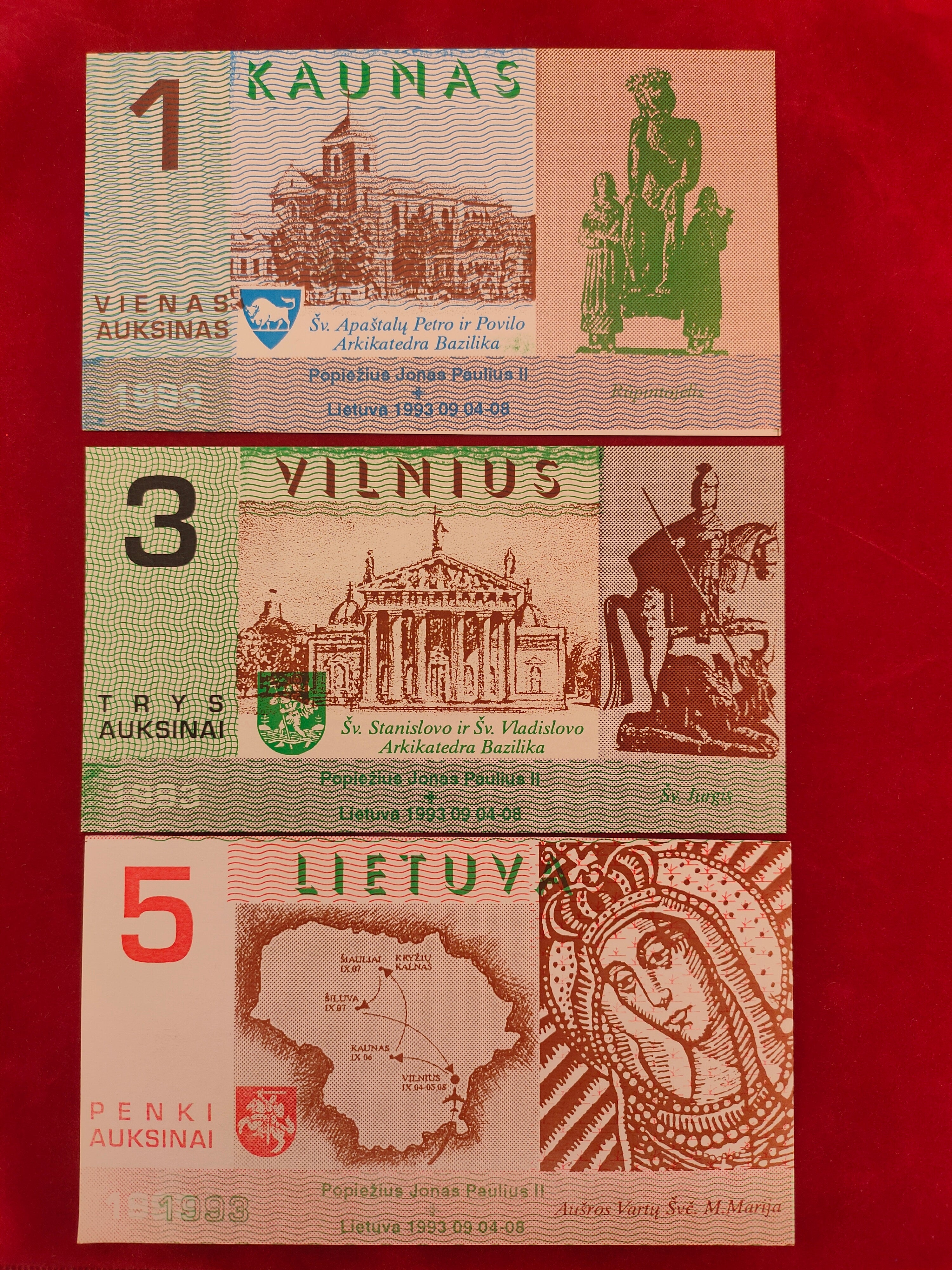 BANK OF LITHUANIA 1,3,5,20,50 LITAI (C243)