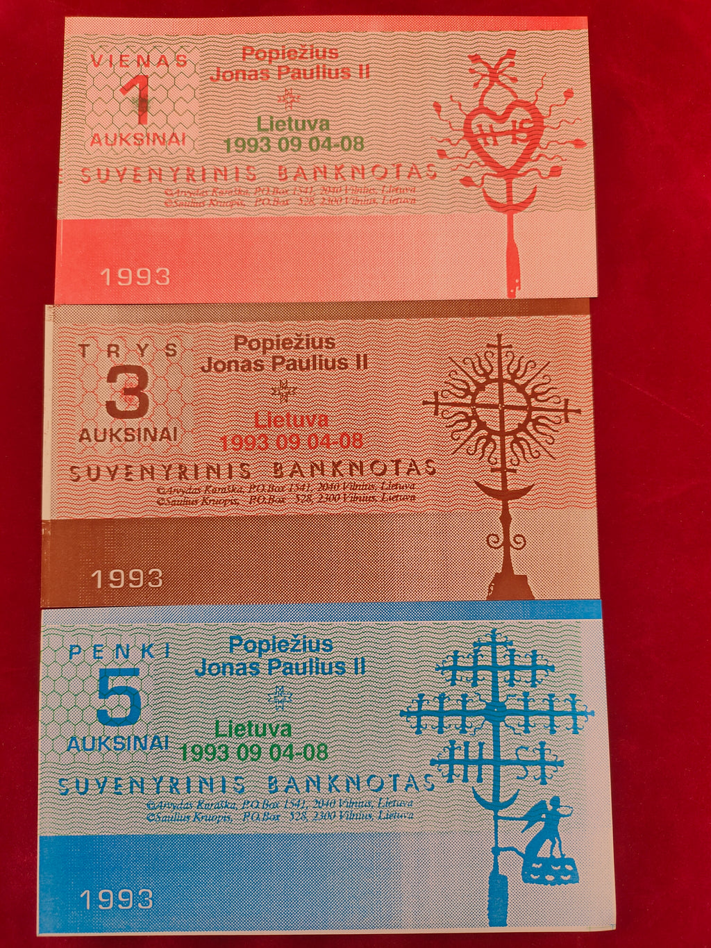 BANK OF LITHUANIA 1,3,5,20,50 LITAI (C243)