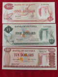 BANK OF GUYANA 1, 5, 10 DOLLARS (C440)