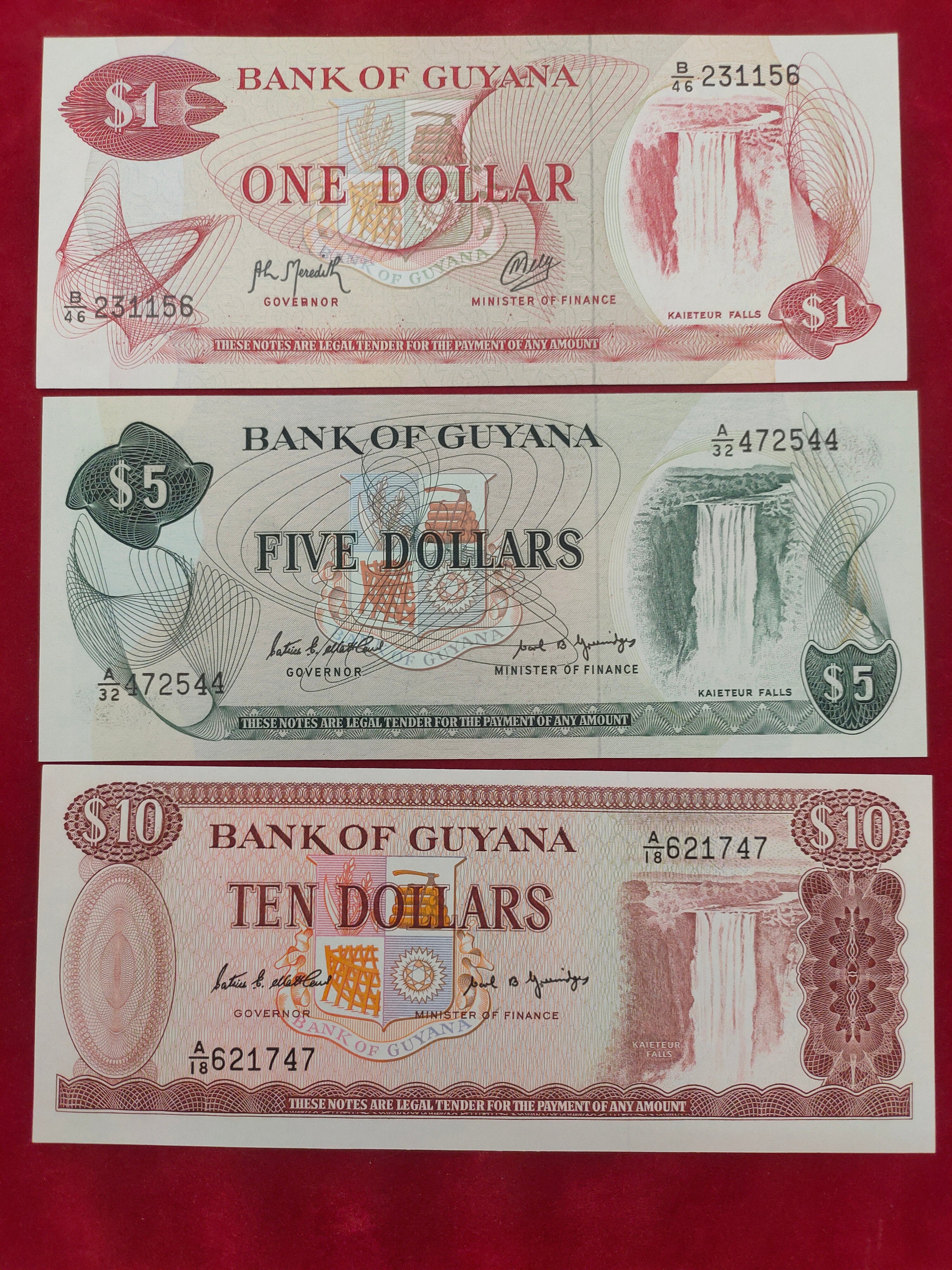 BANK OF GUYANA 1, 5, 10 DOLLARS (C440)